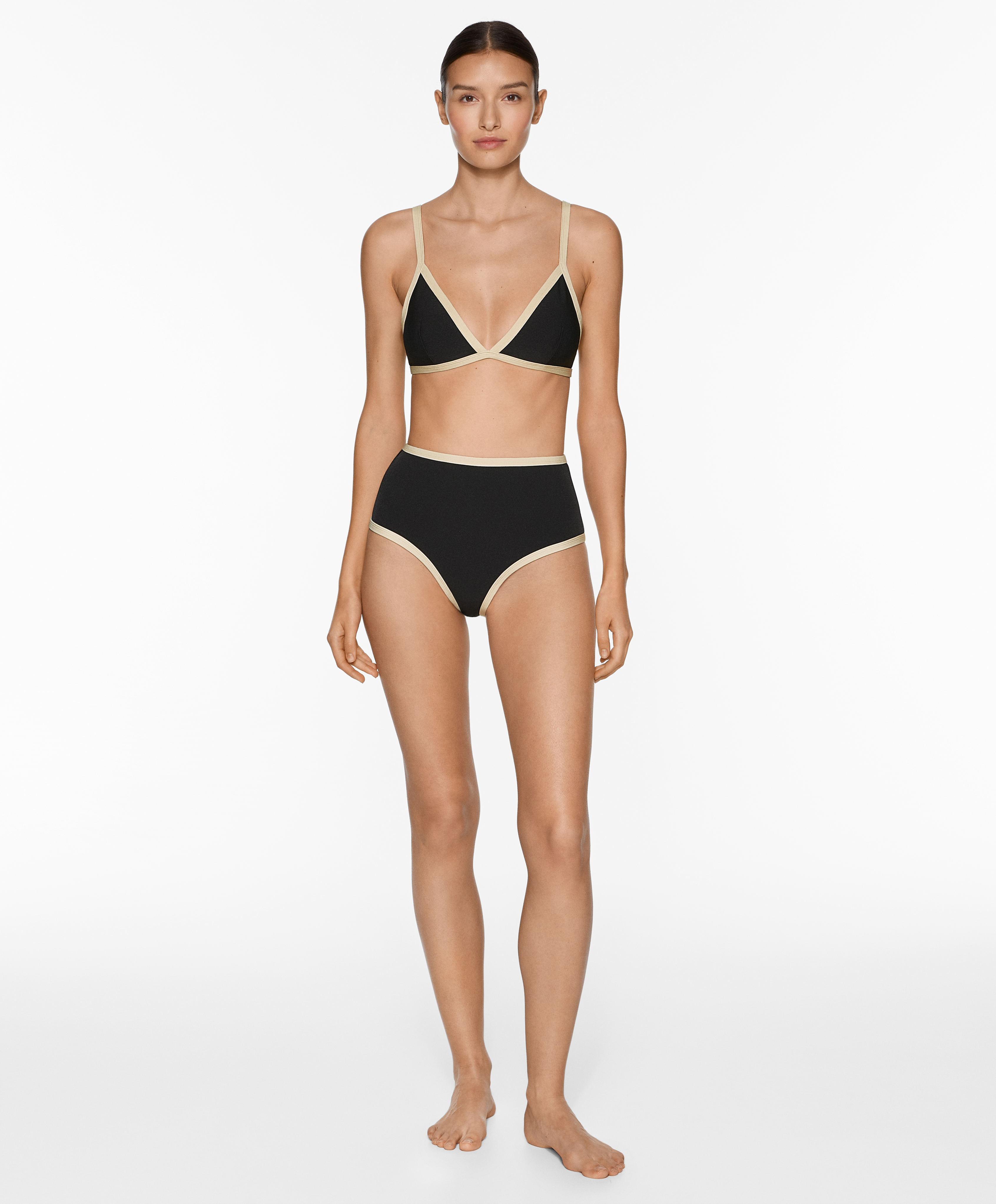 Contrast trim high-coverage bikini briefs