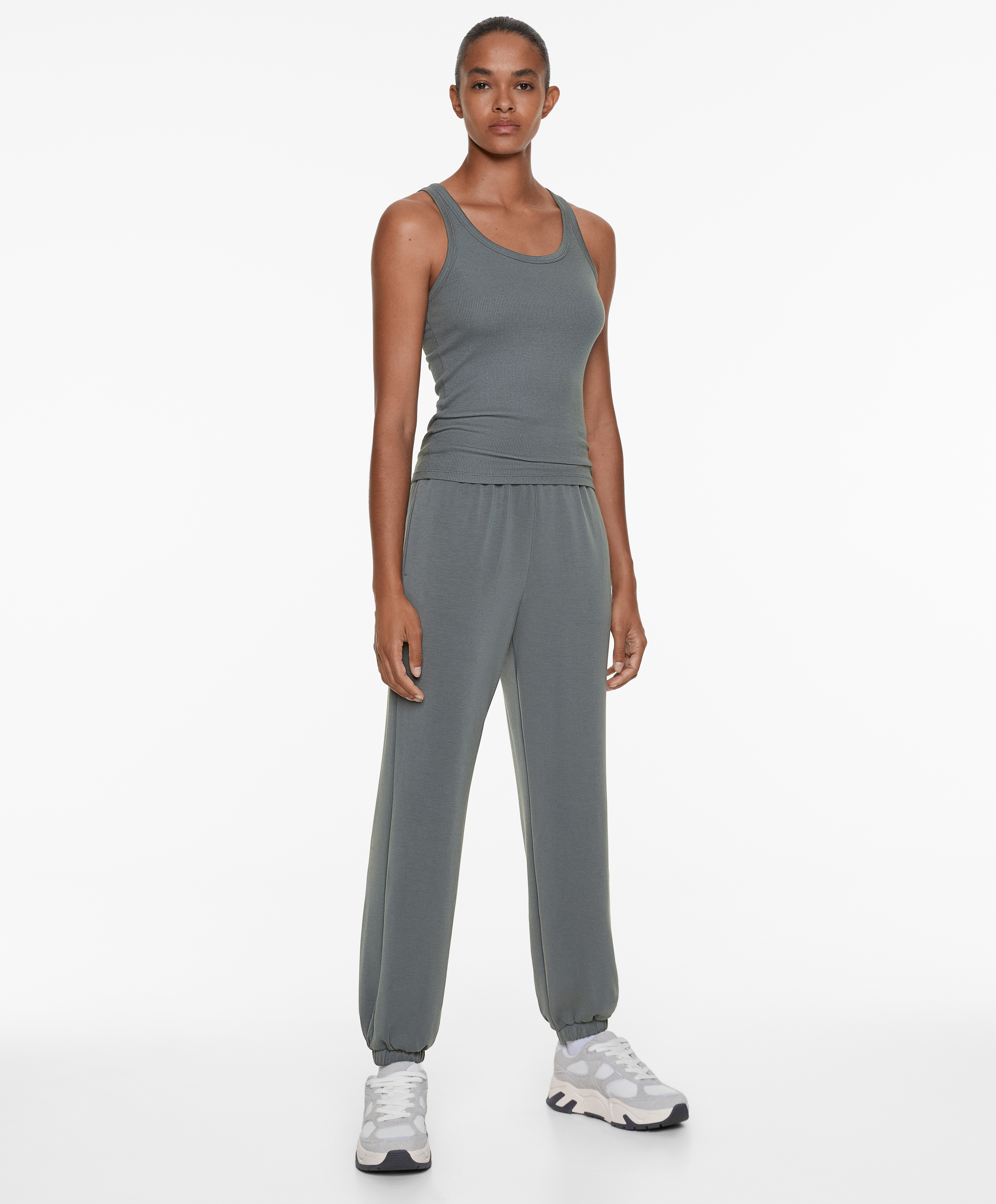 Rib vest top with cotton and modal