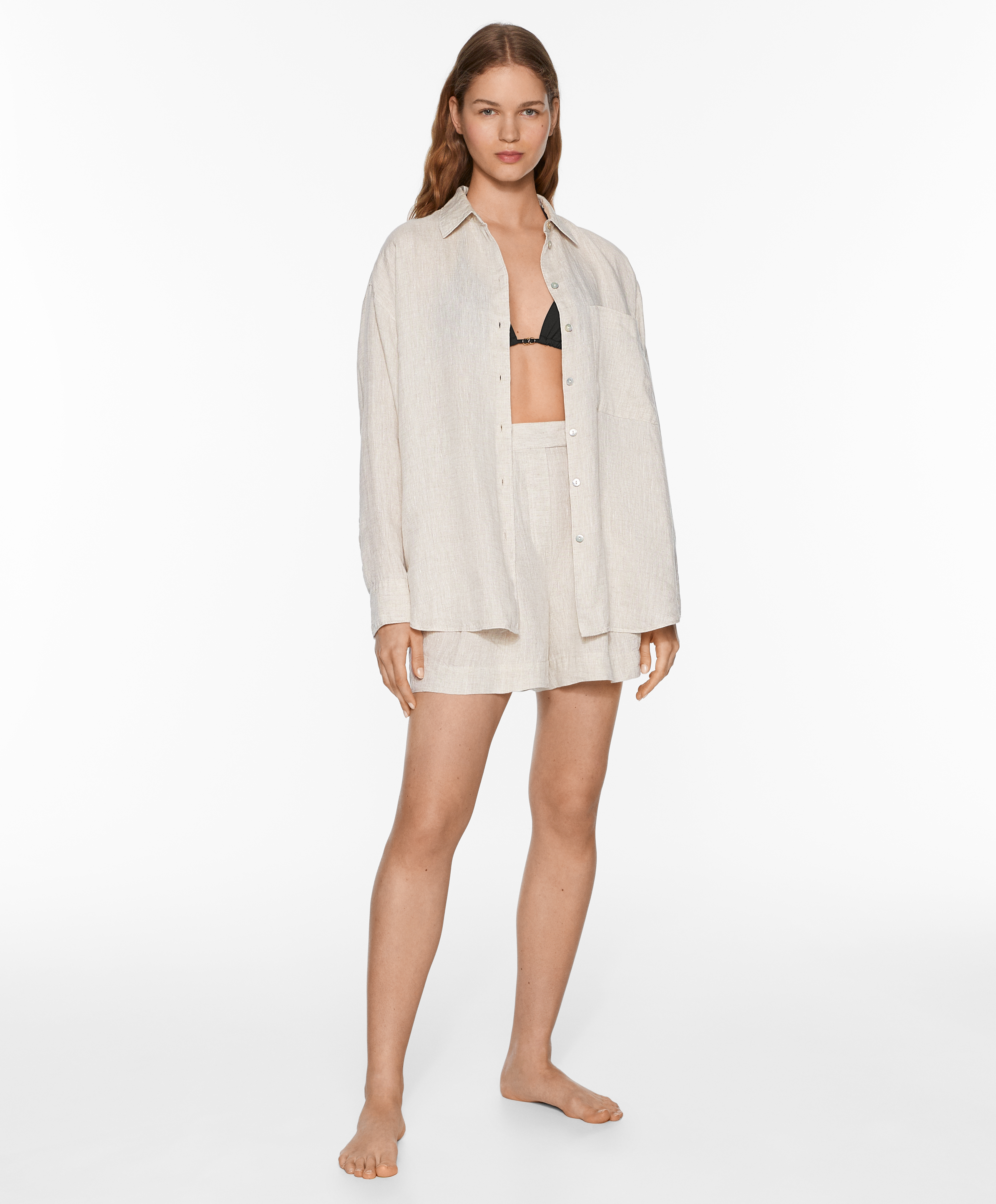 100% linen tailored-fit shorts