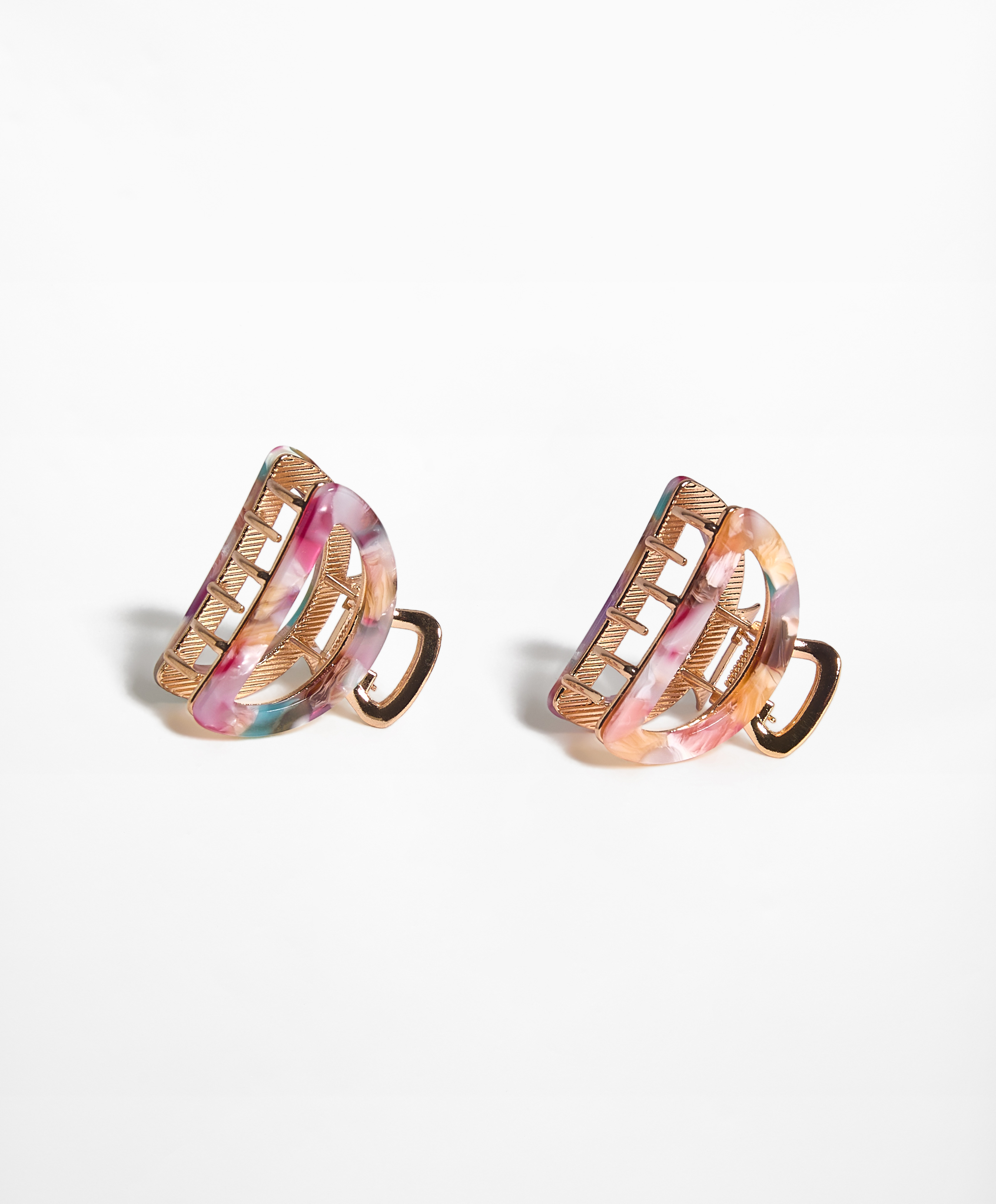 2 metallic mini hair clips