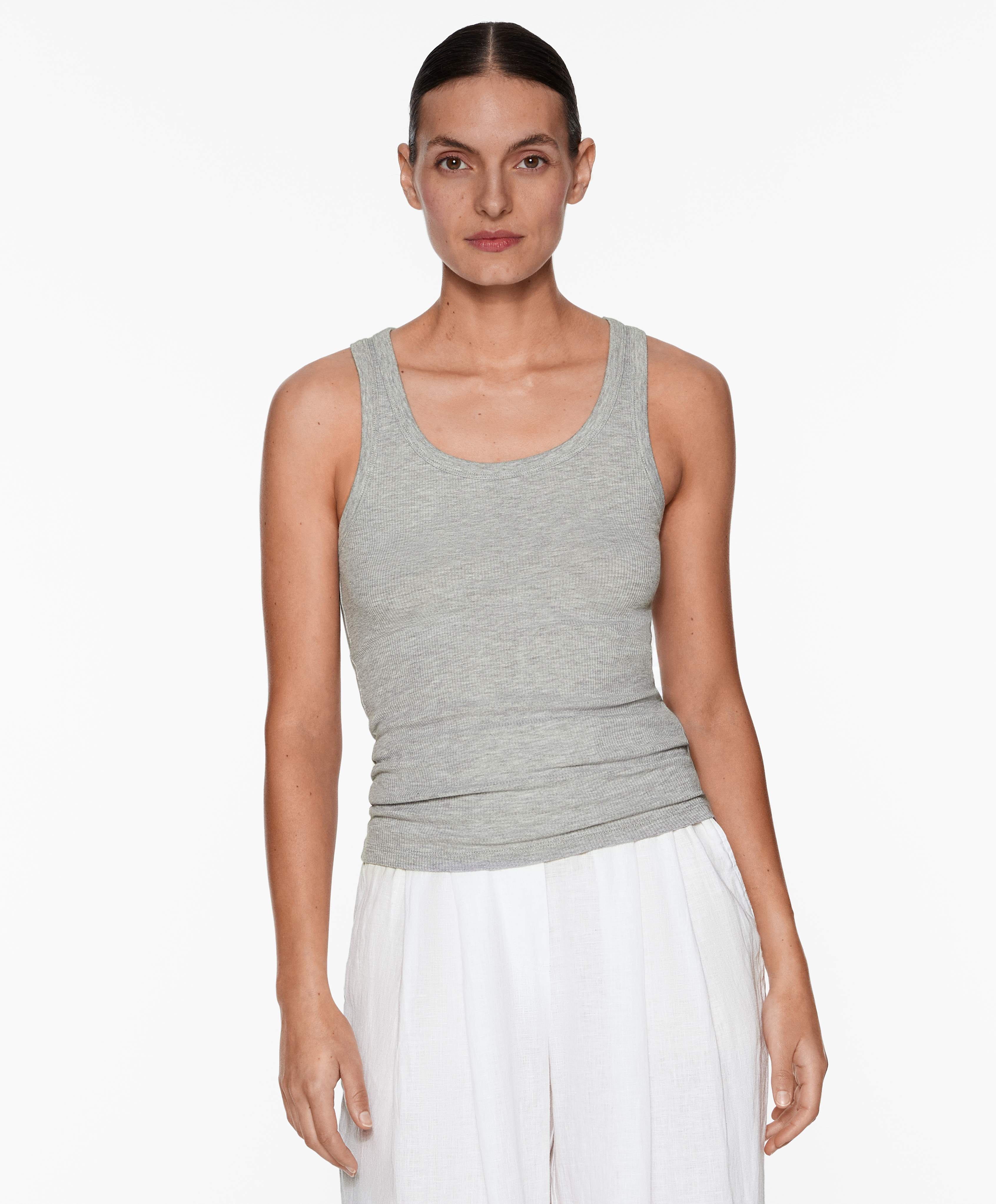 Rib vest top with cotton and modal
