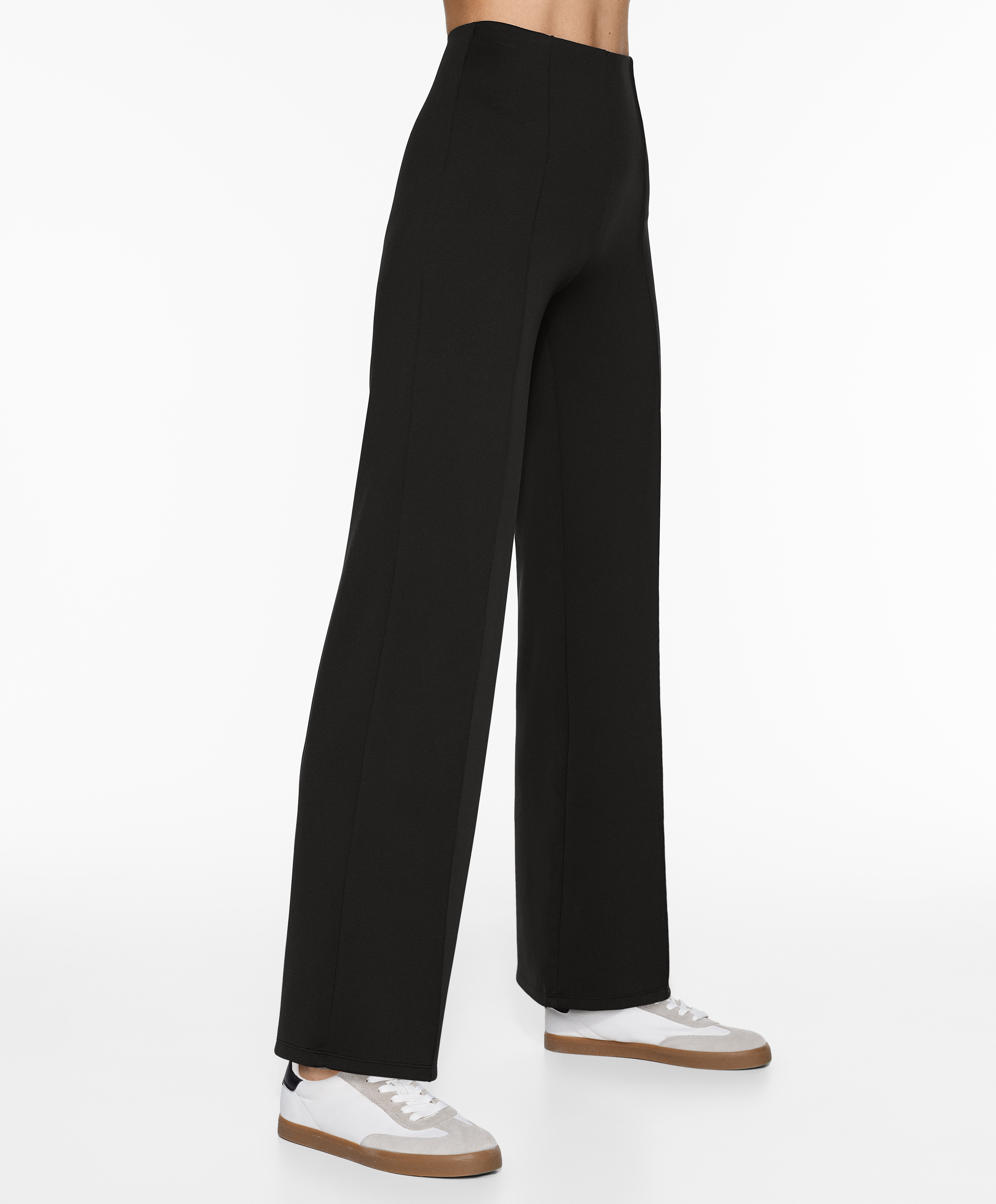 Neoprene-effect straight-leg trousers