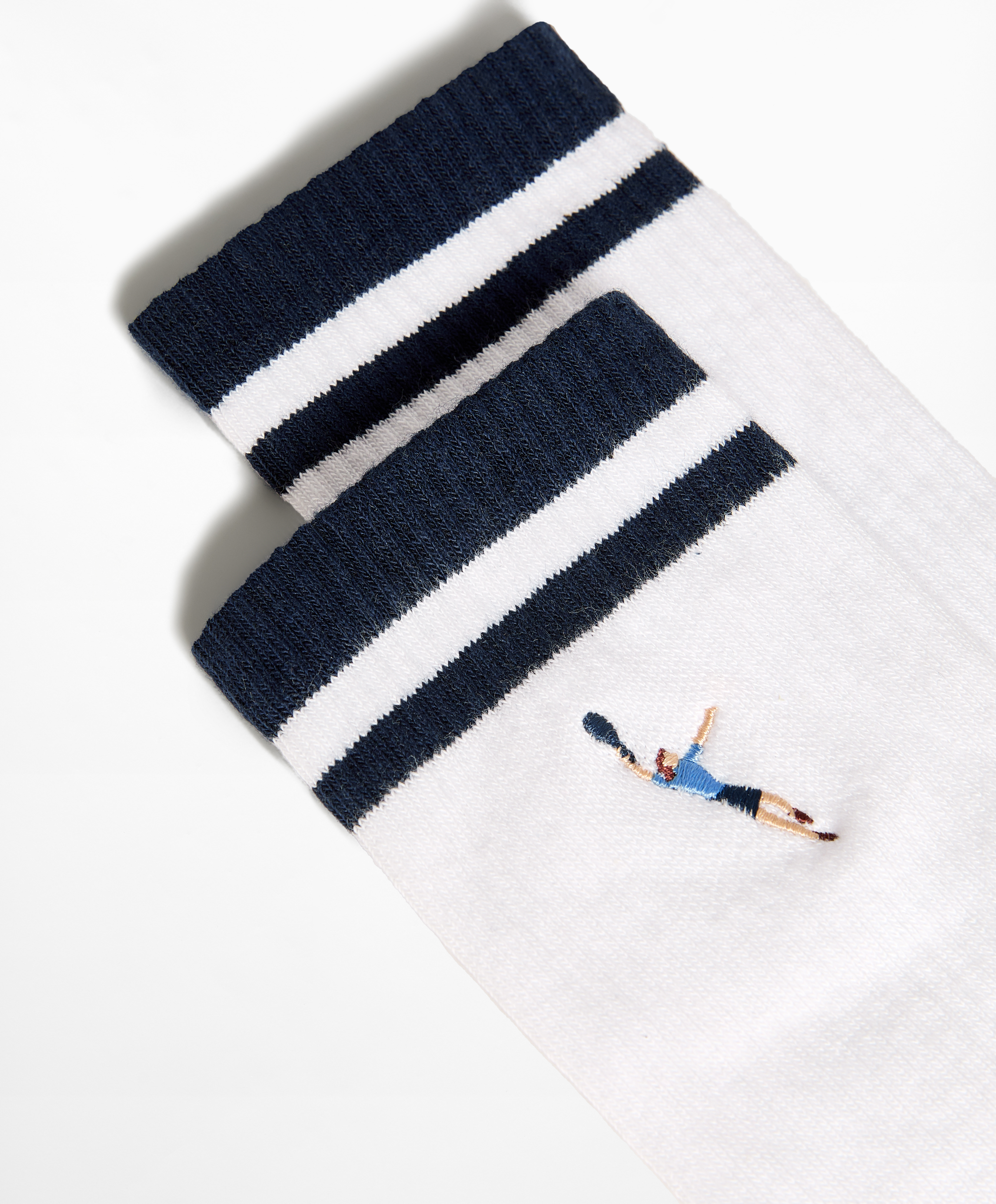 Stripe tennis player classic sports socks in a rib cotton blend