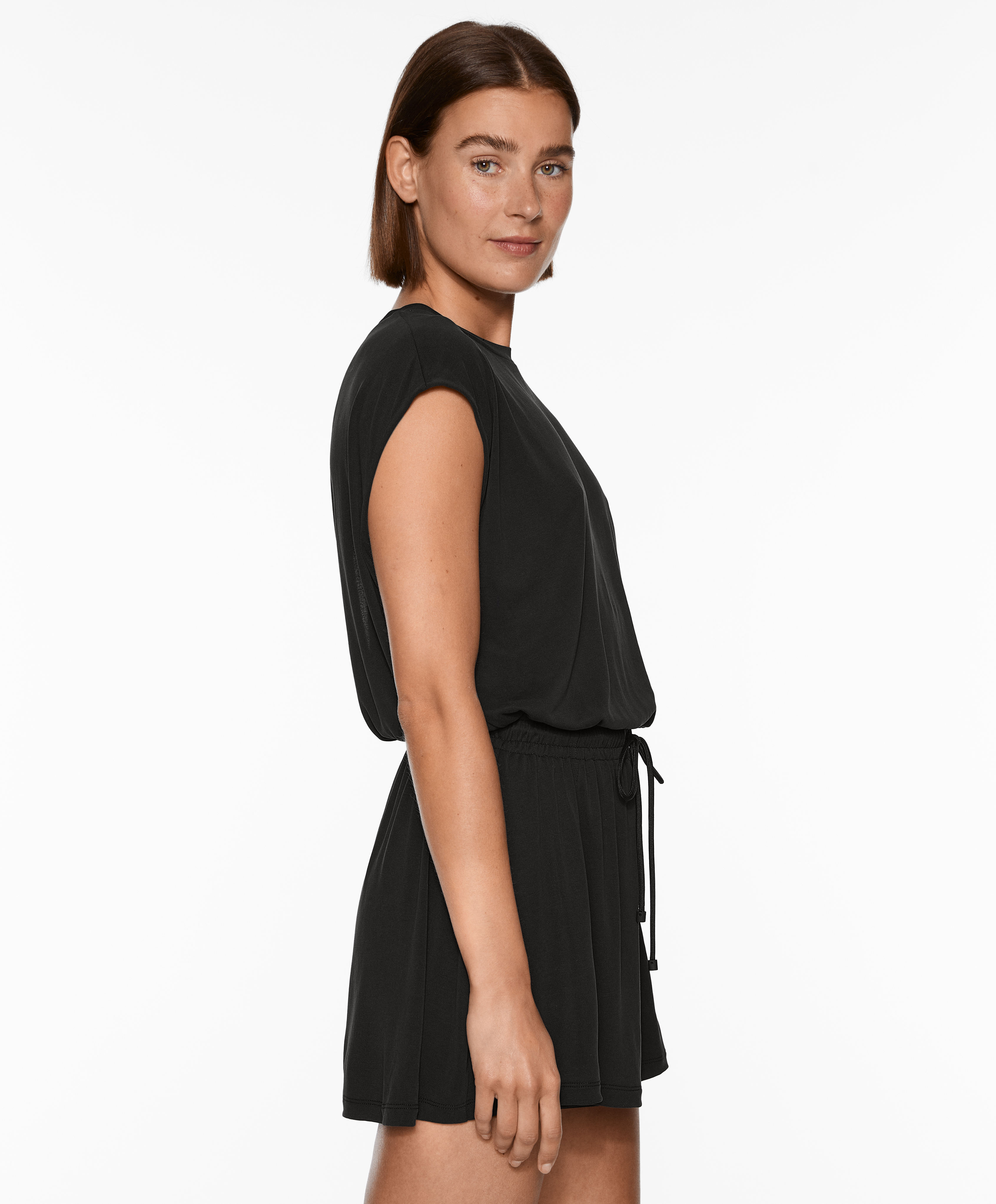 Modal blend sleeveless short jumpsuit