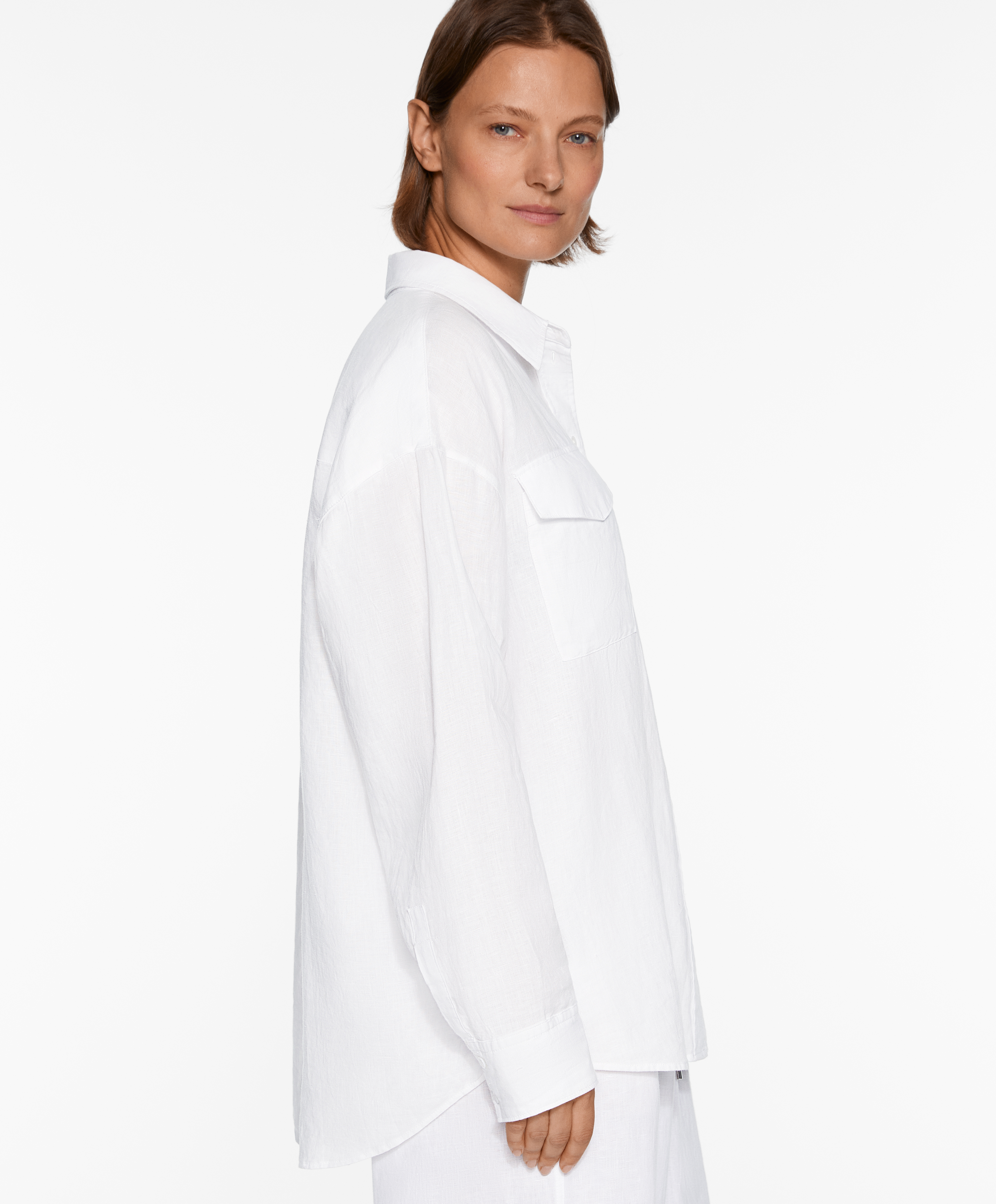 100% linen long-sleeved utility shirt