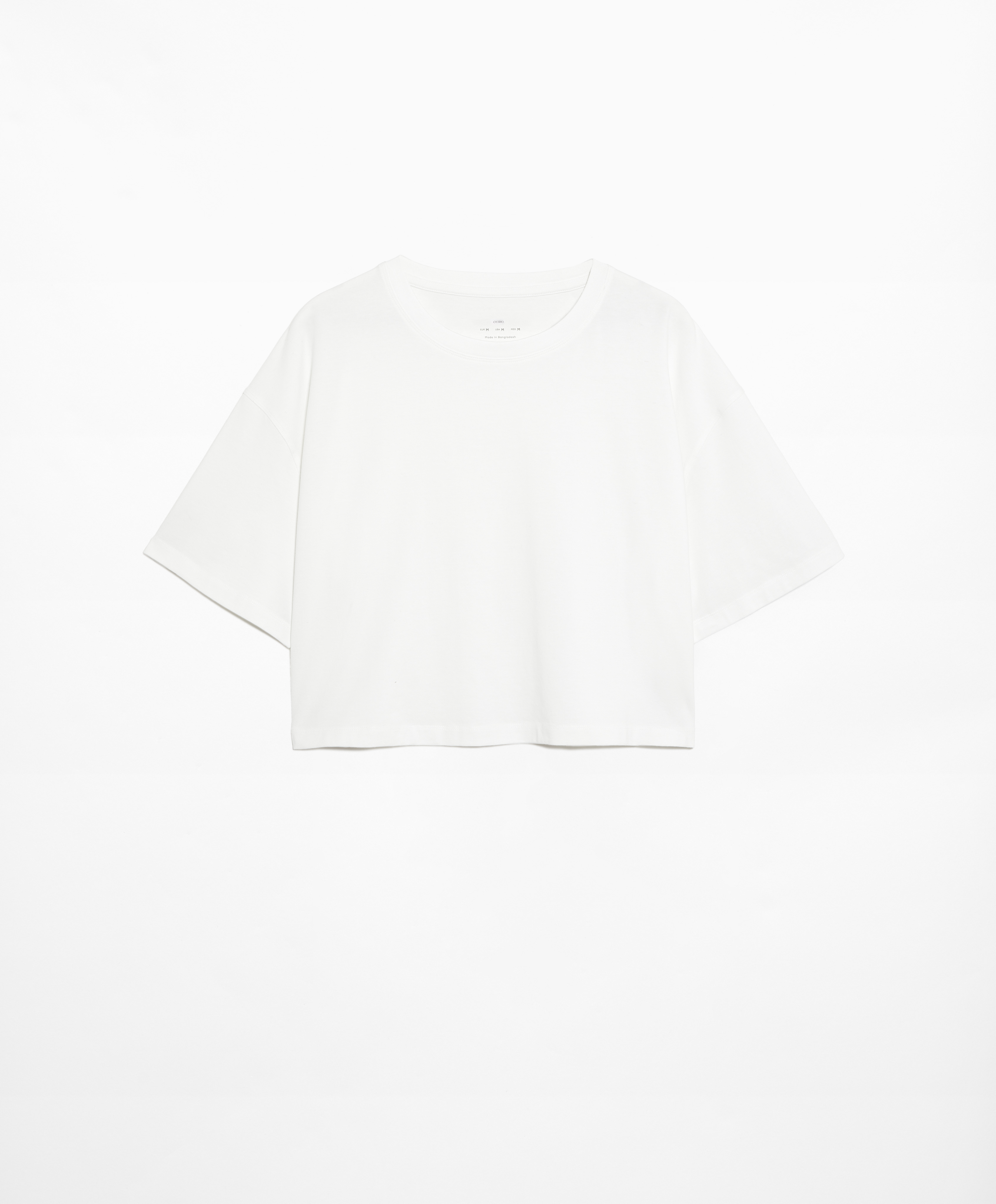 Cotton blend short-sleeved crop T-shirt