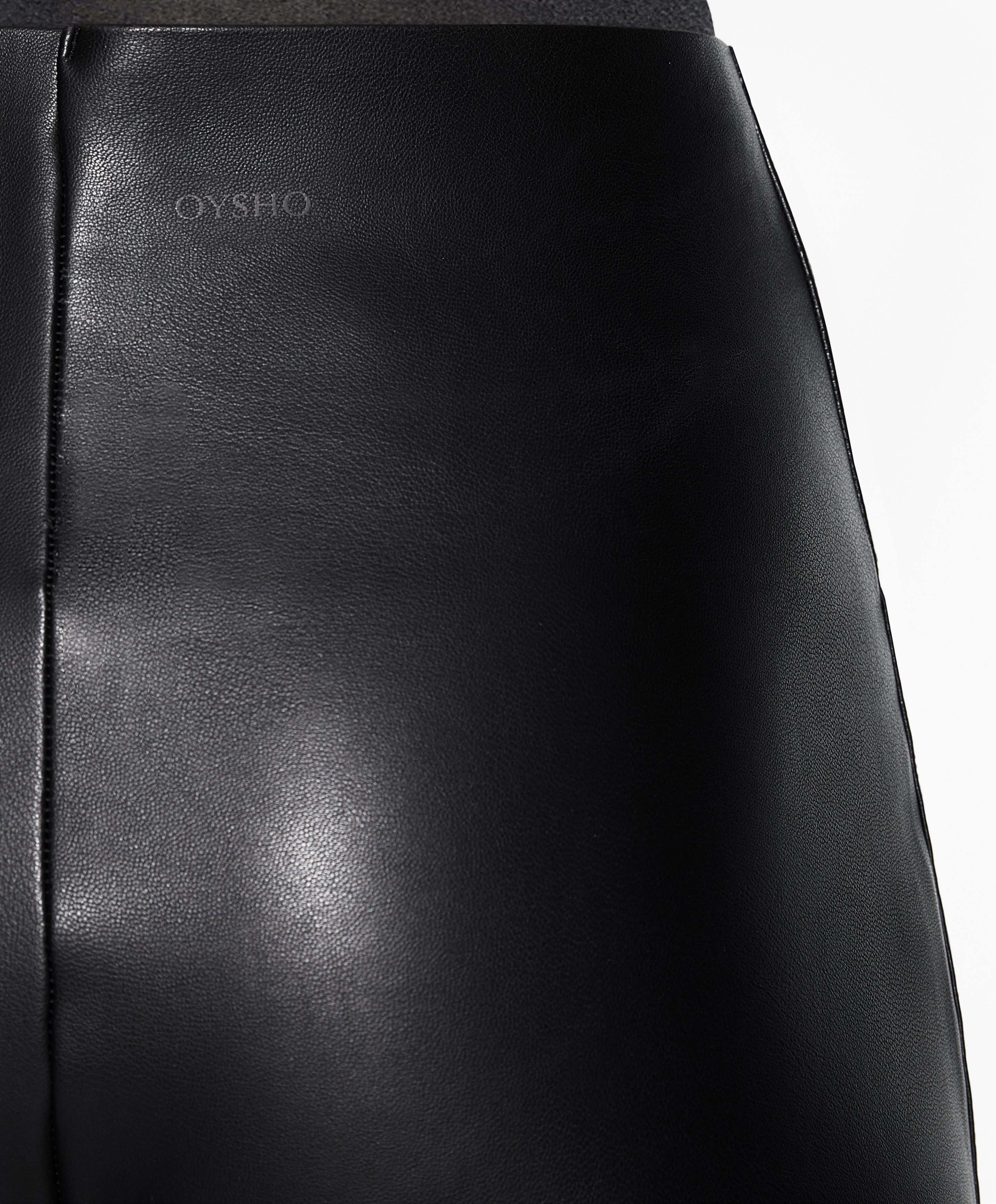 Straight fit faux leather trousers