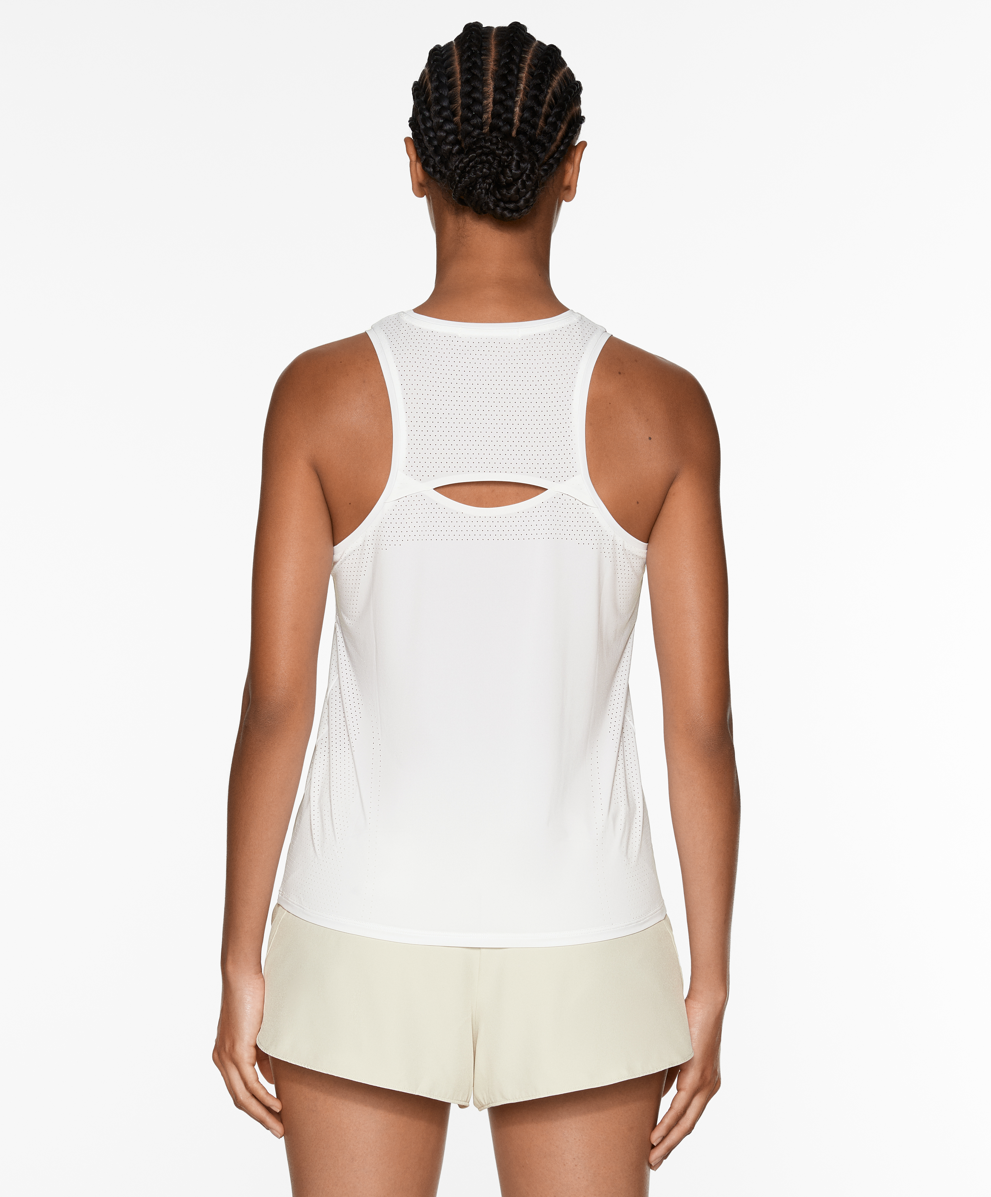 Sleeveless technical T-shirt with open back