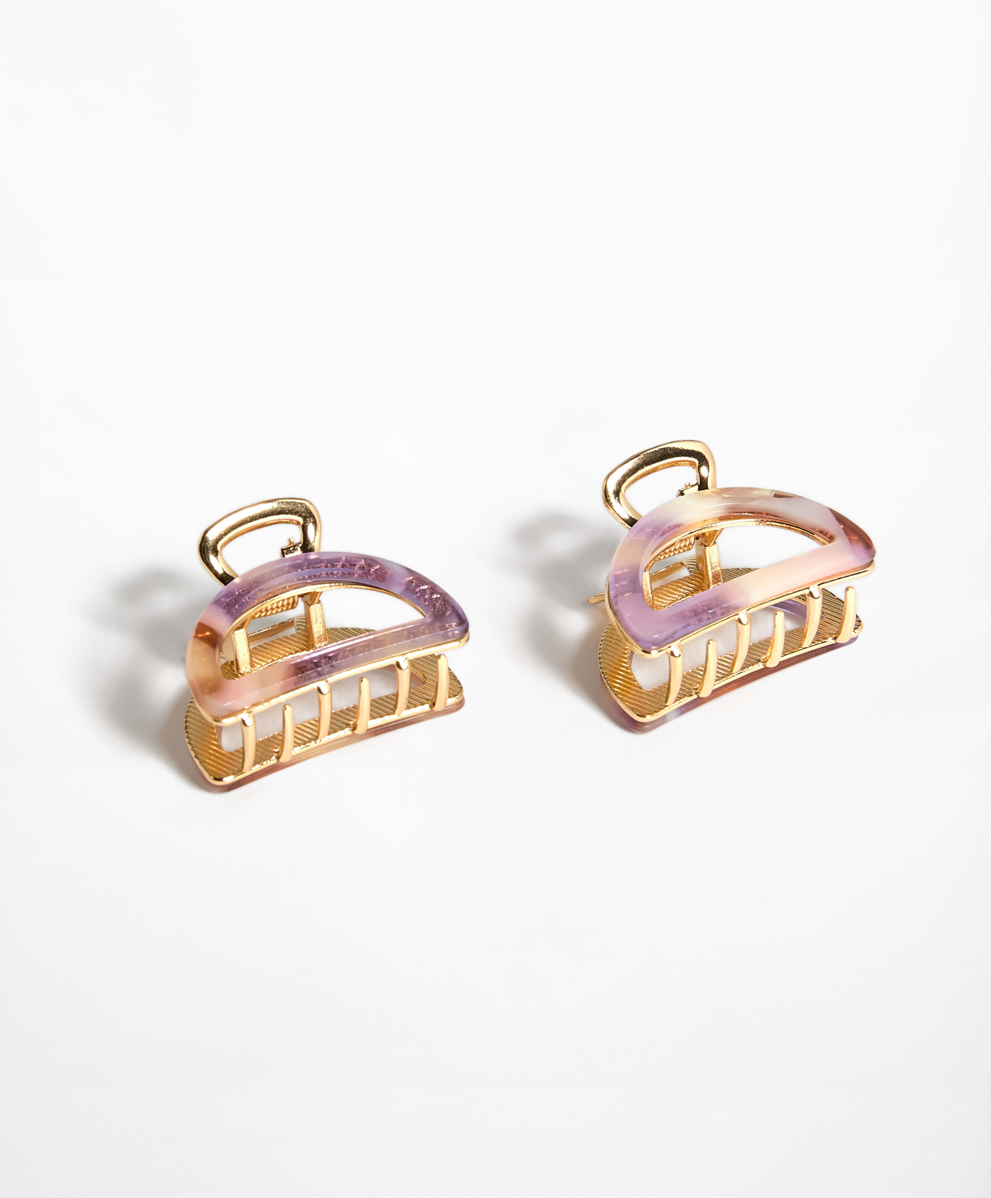 2 metallic mini hair clips