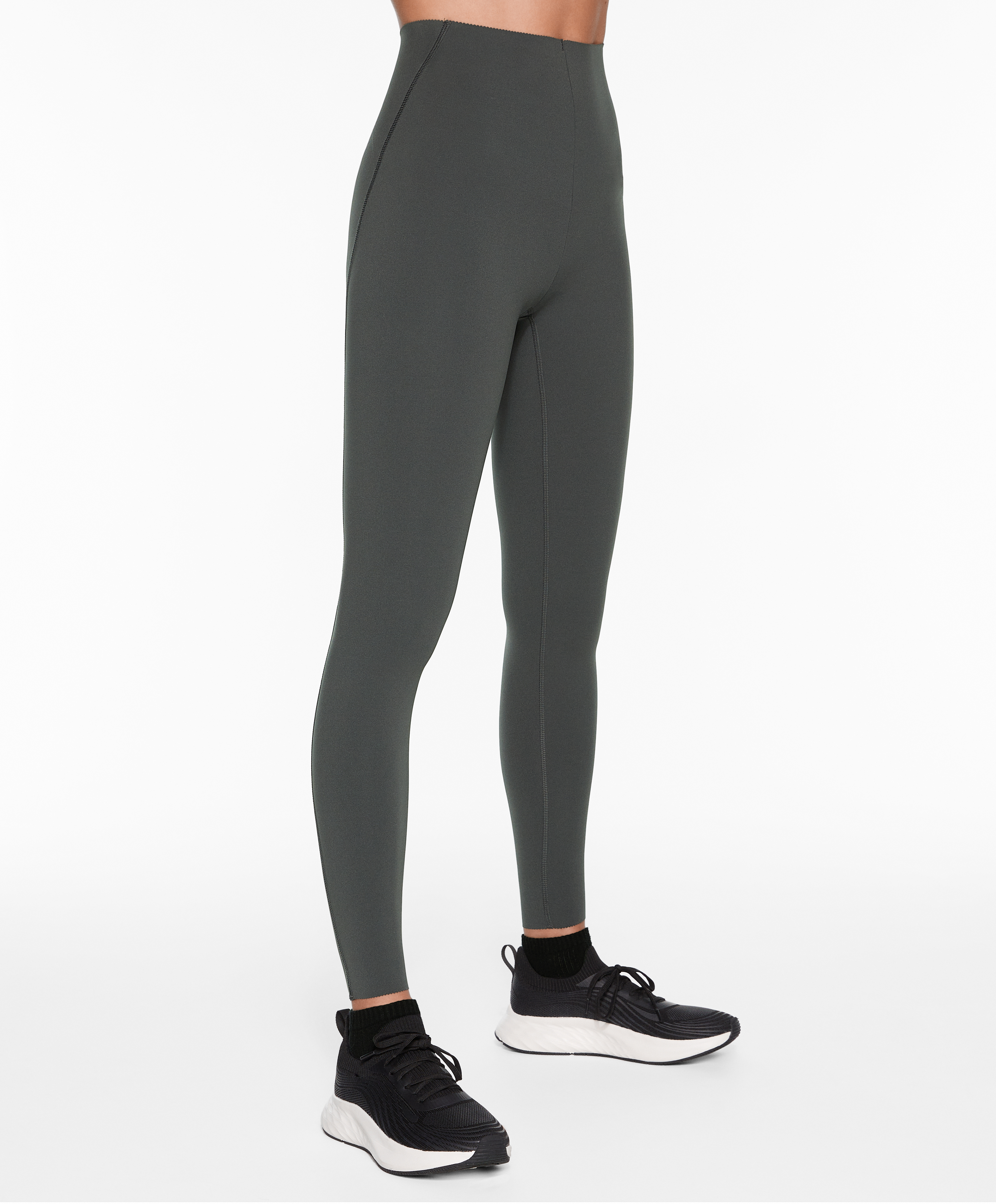 Compressive core control ankle-length leggings