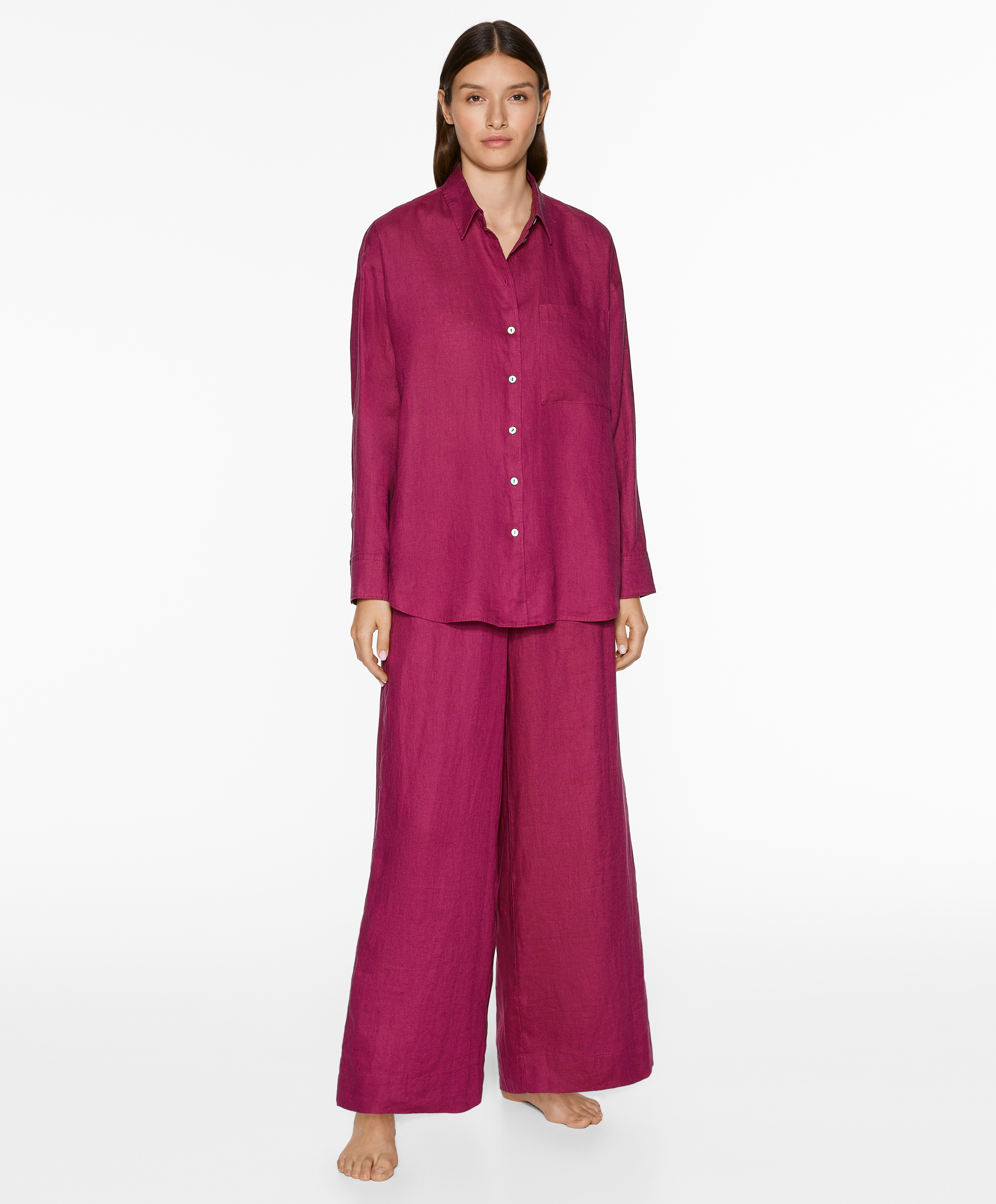 100% linen long-sleeved shirt