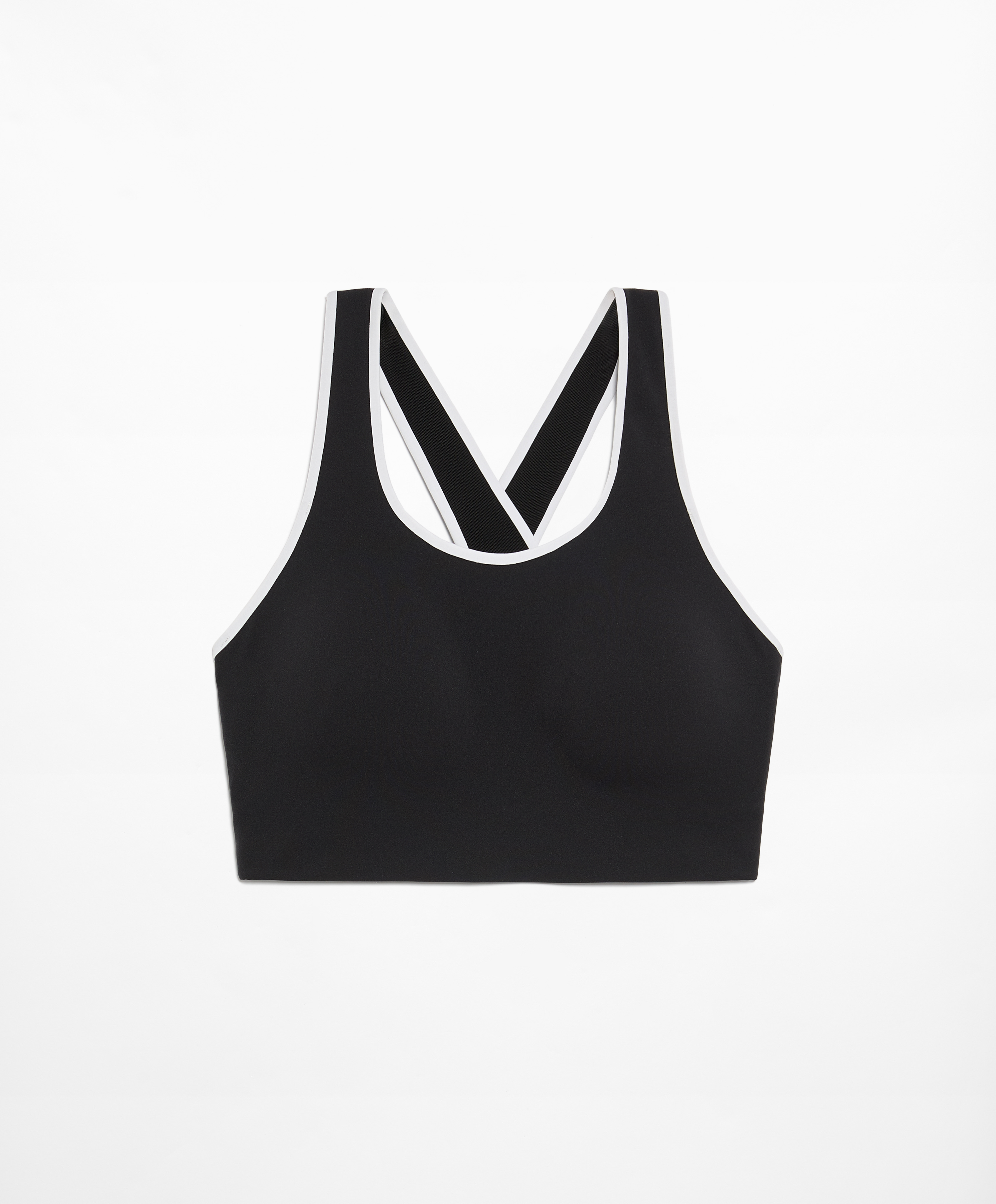 Firm support compressive sports bra with piping