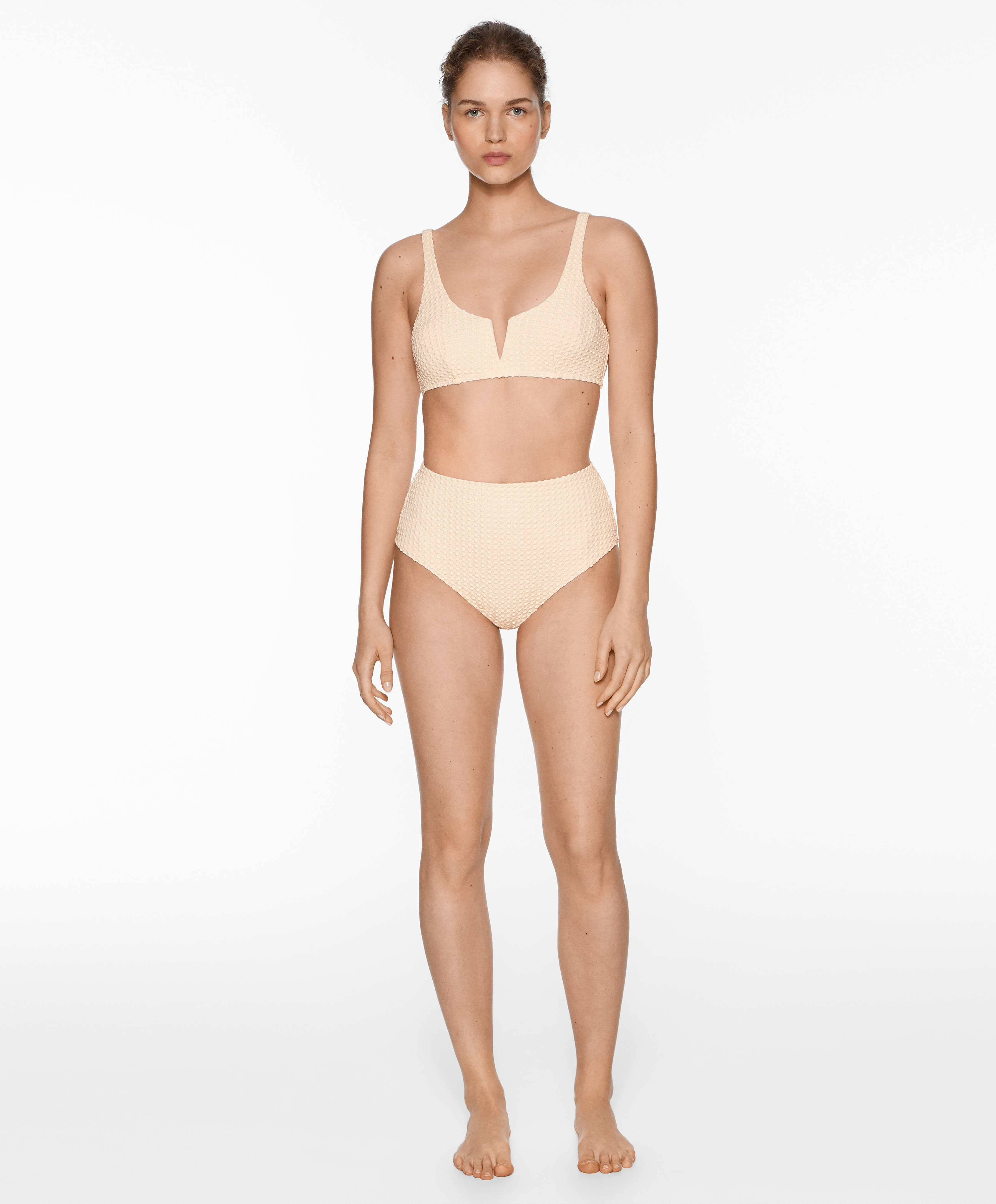 Bubble textured high-waisted bikini briefs