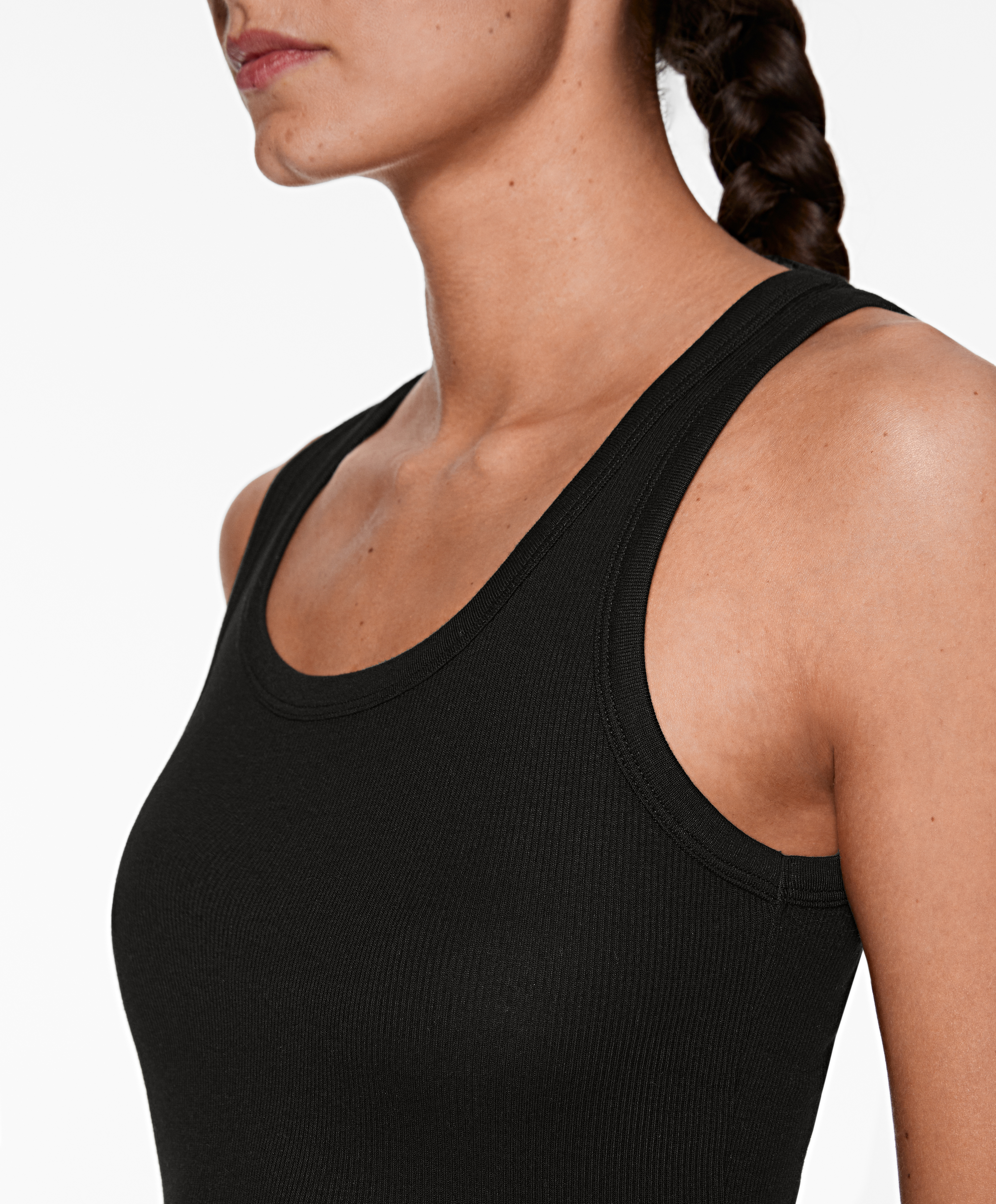 Rib vest top with cotton and modal