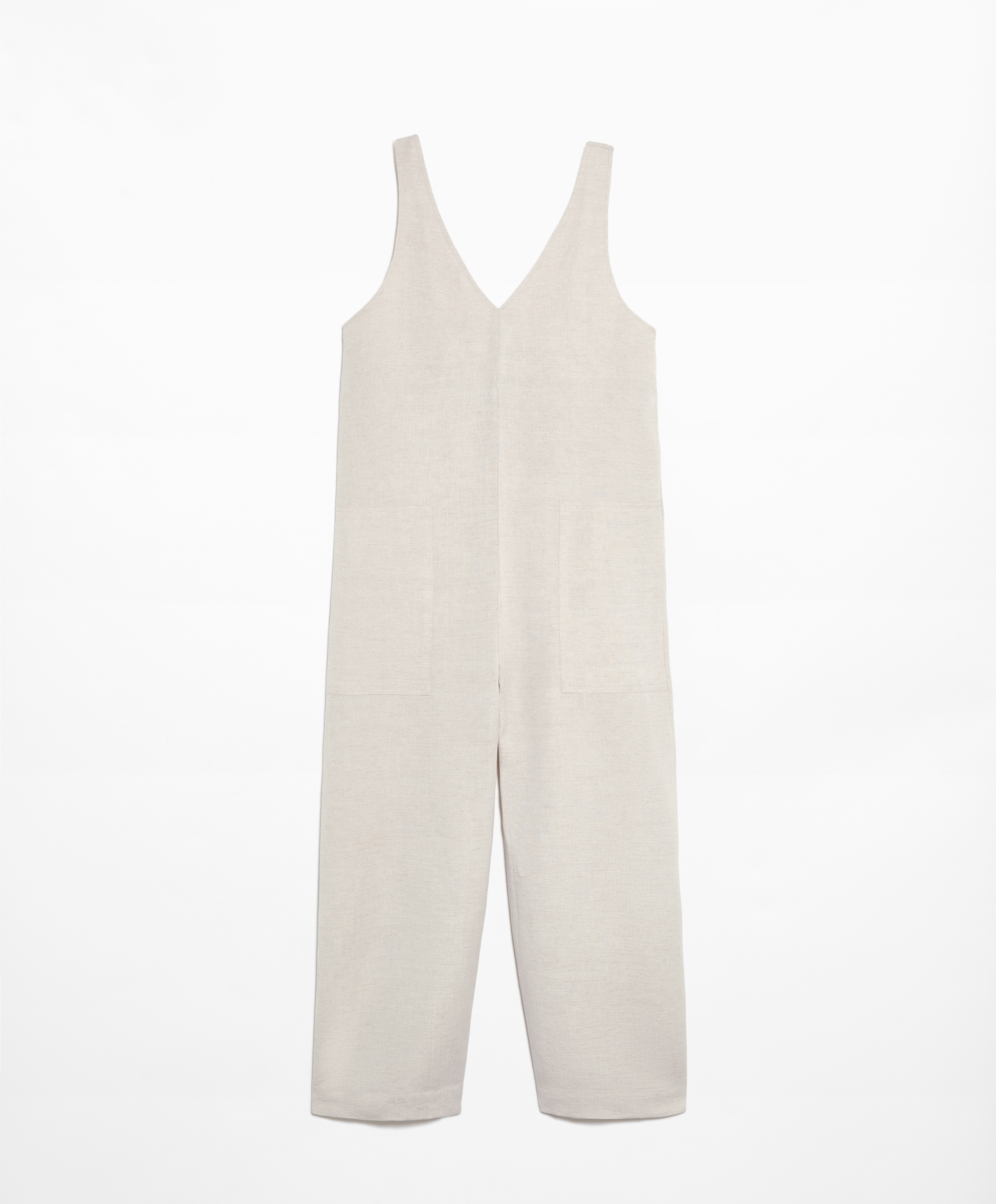 Linen blend long jumpsuit