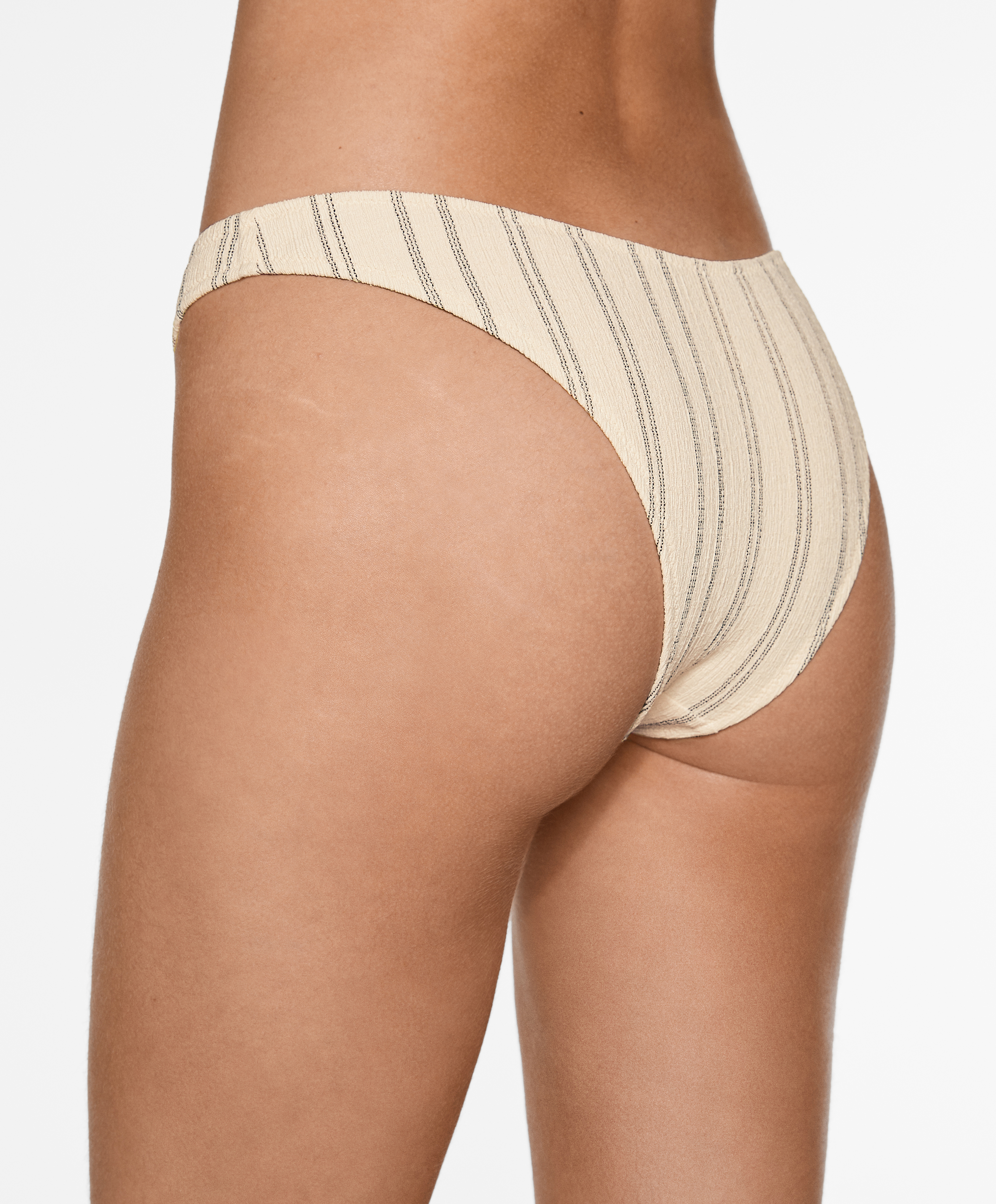 Rustic stripe U-cut medium-coverage bikini briefs