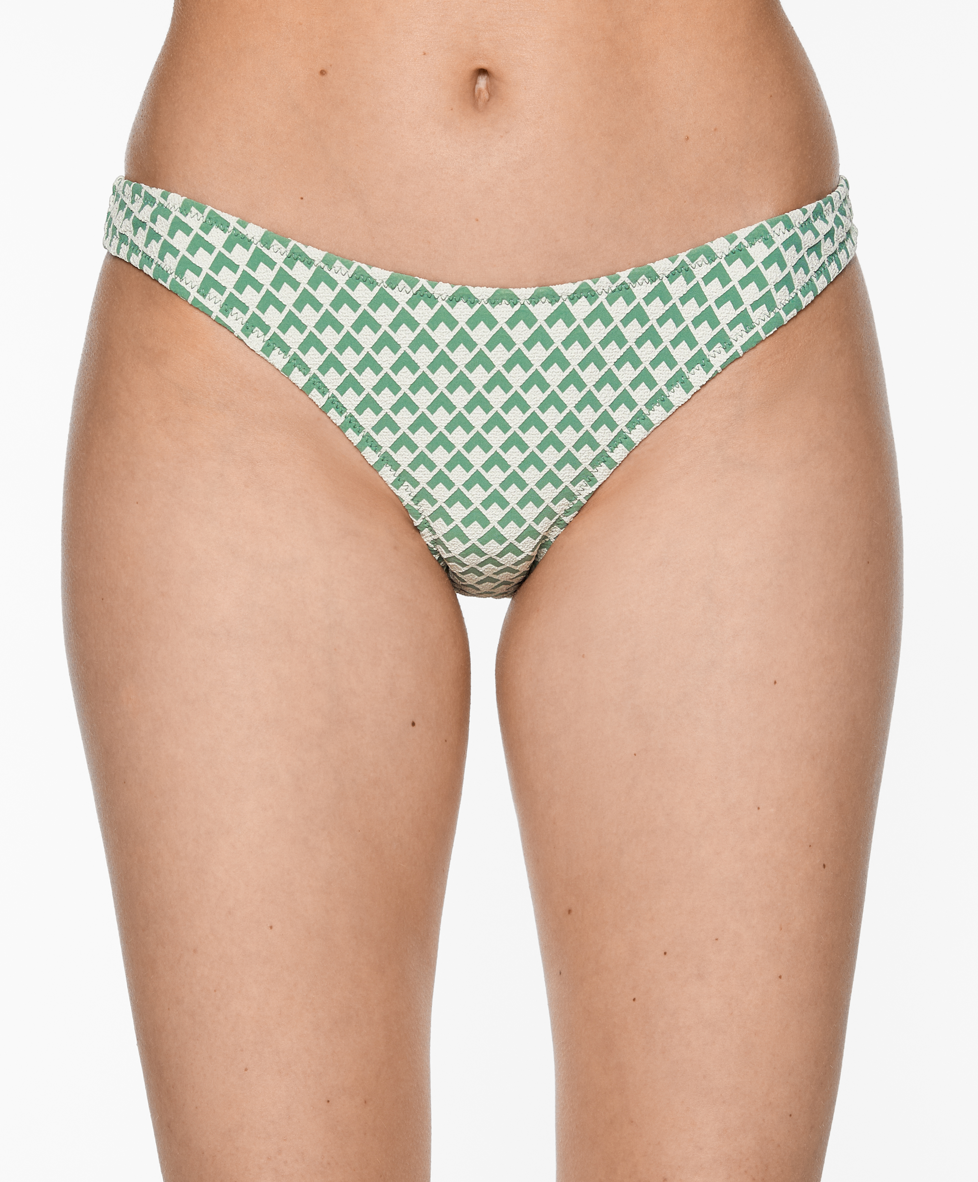 Geometric jacquard medium-coverage U-cut bikini briefs