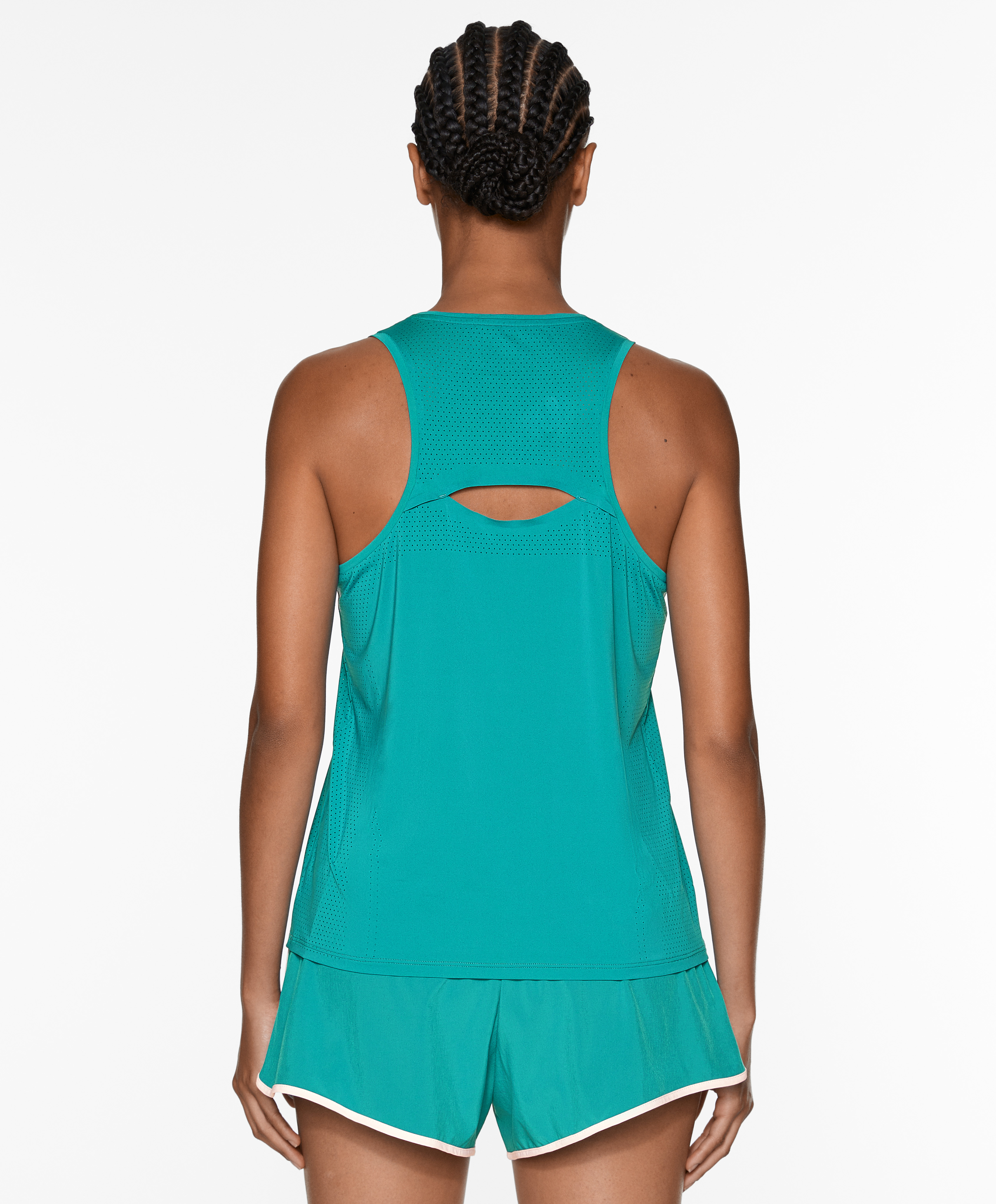 Sleeveless technical T-shirt with open back