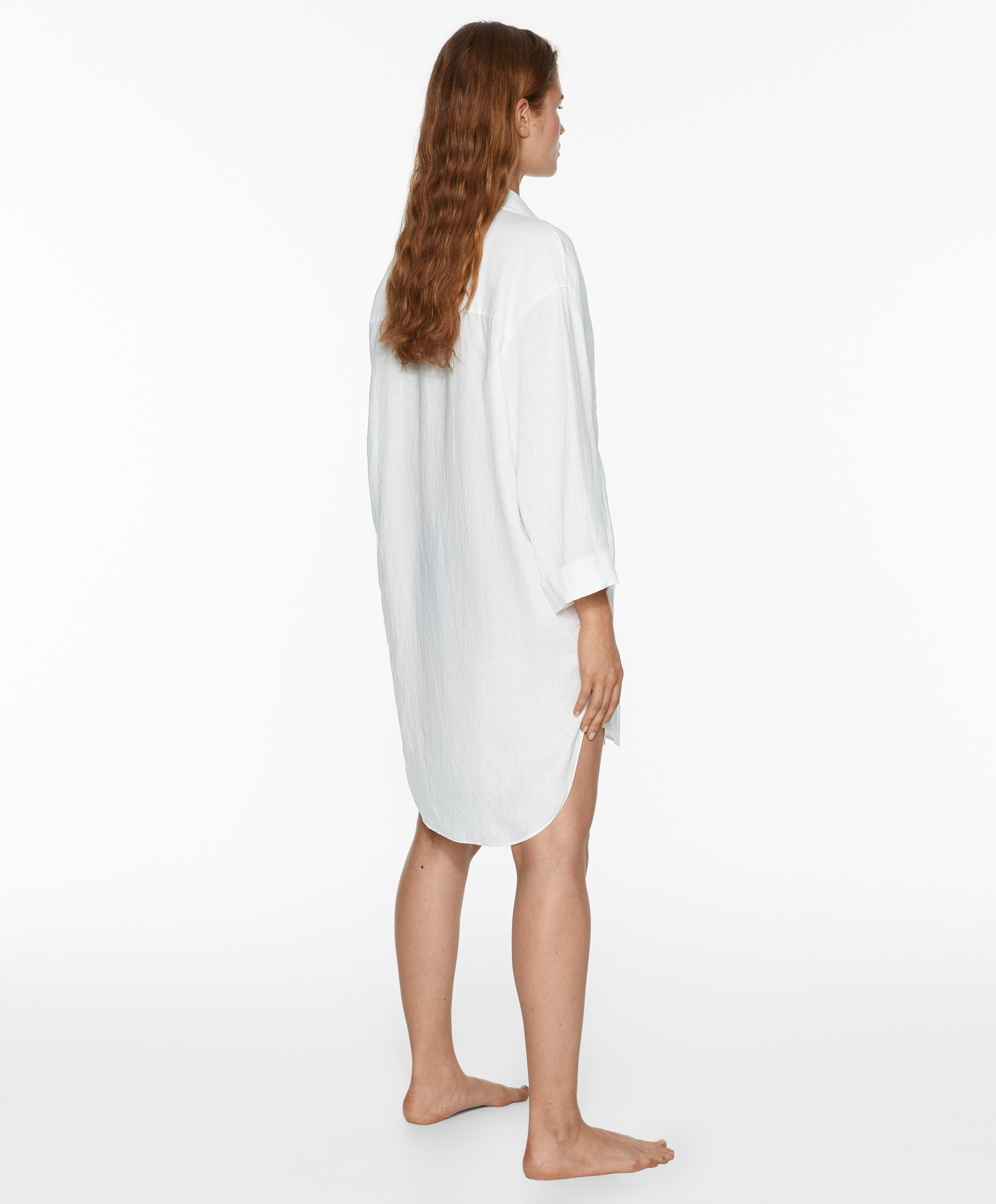 100% linen knotted short dress