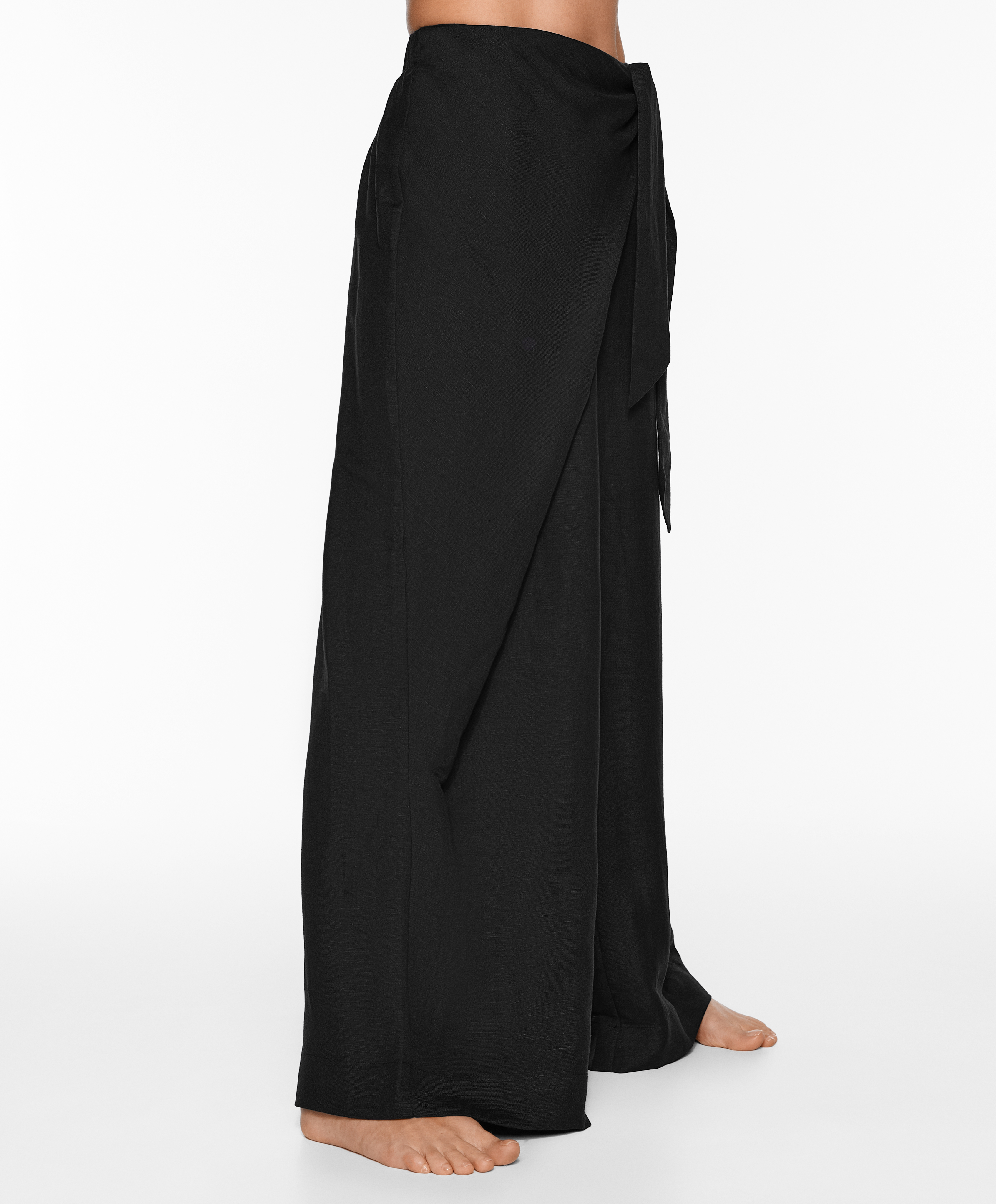 Wrap trousers with linen