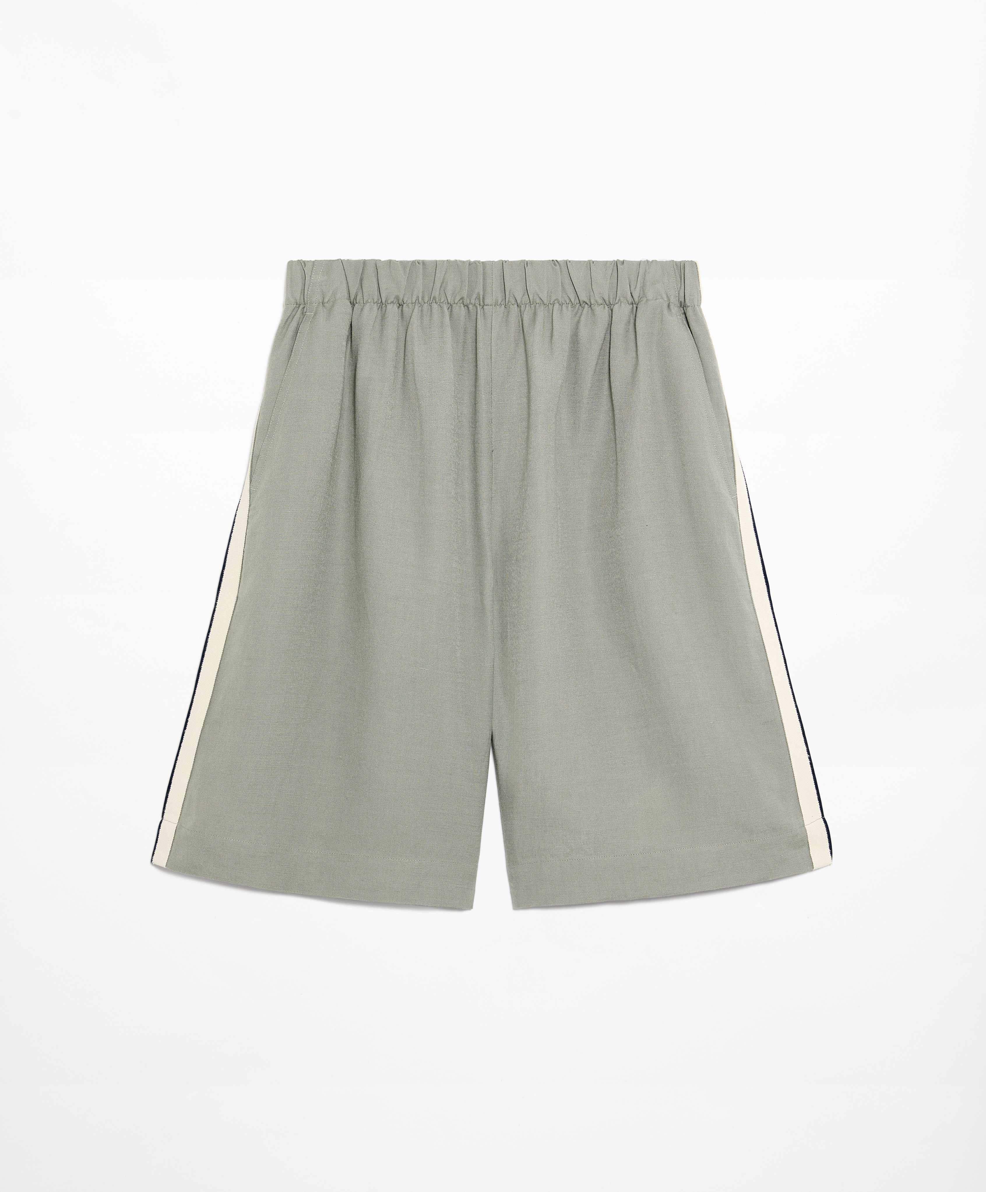 Bermuda shorts with linen appliqué along the sides