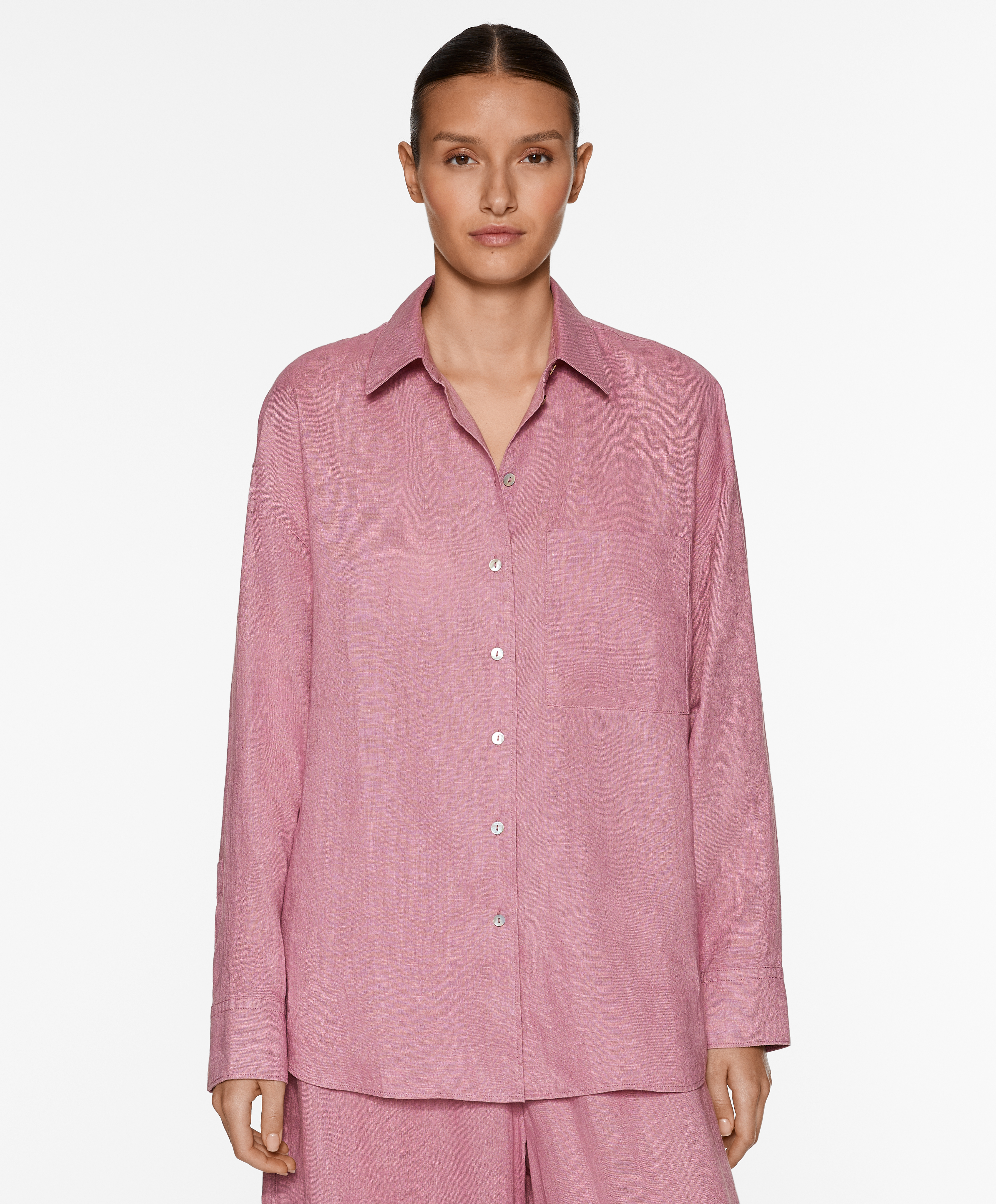 100% linen long-sleeved shirt