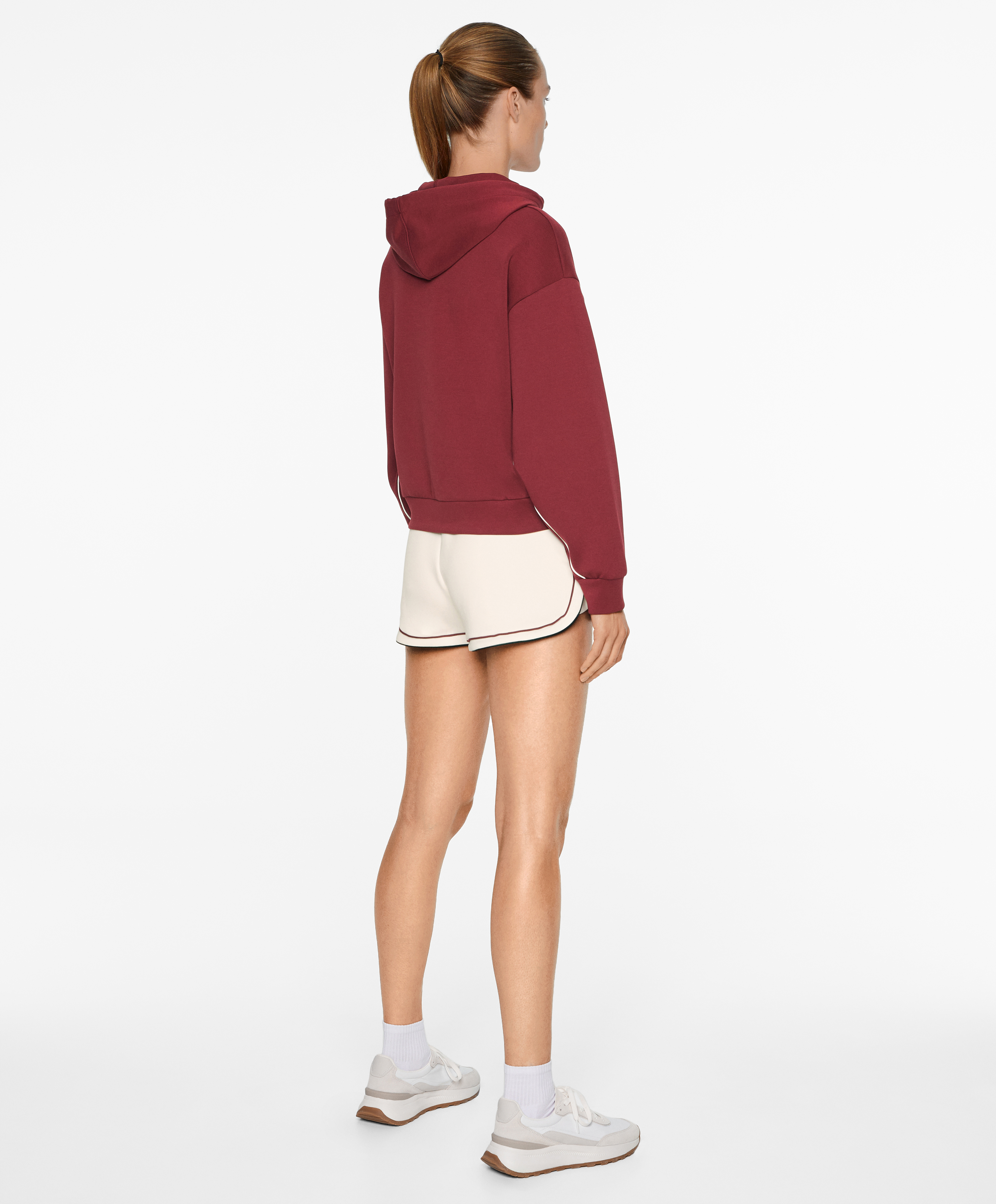 Cotton blend hoodie with piping