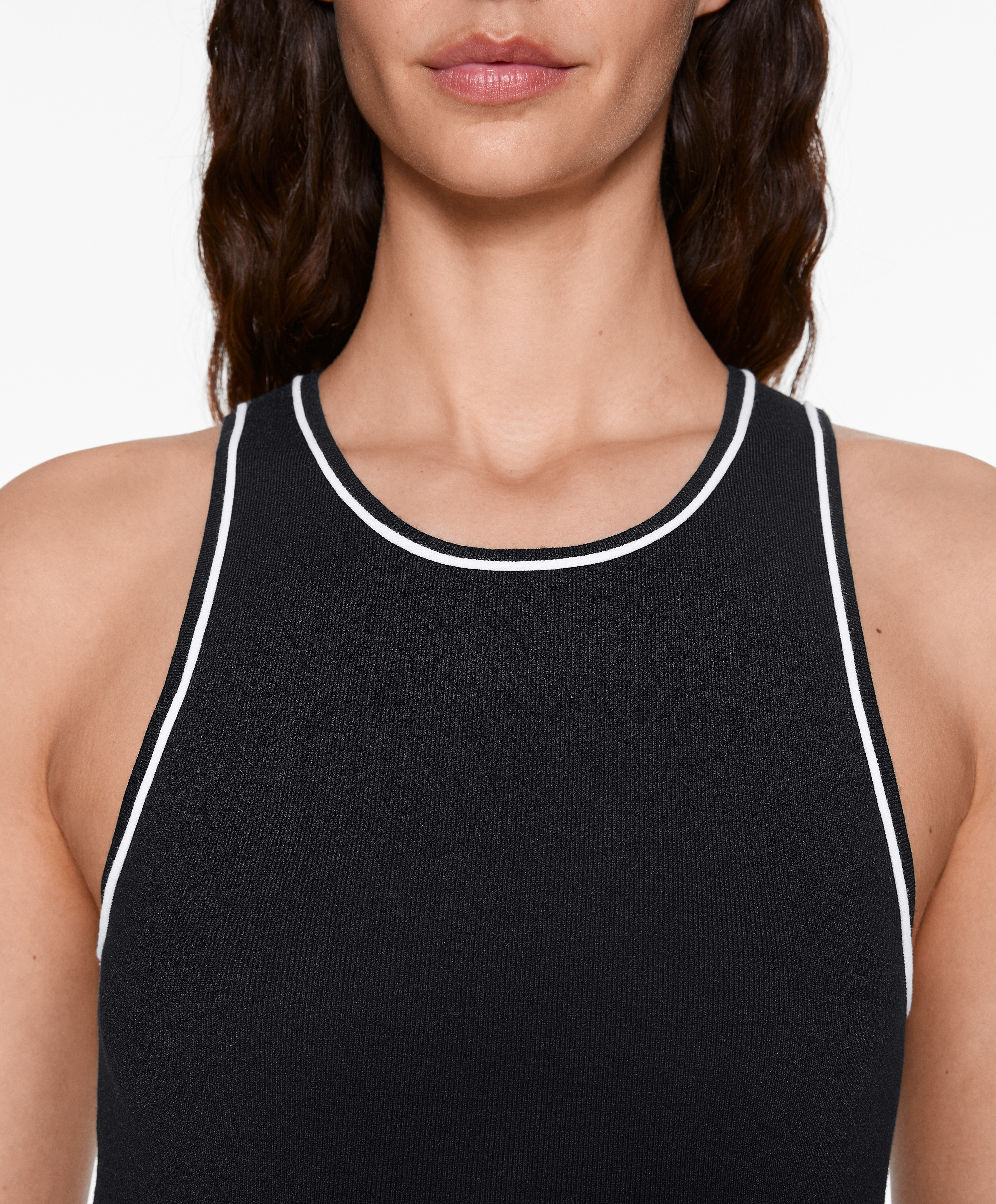 Knit sleeveless top with contrast trim