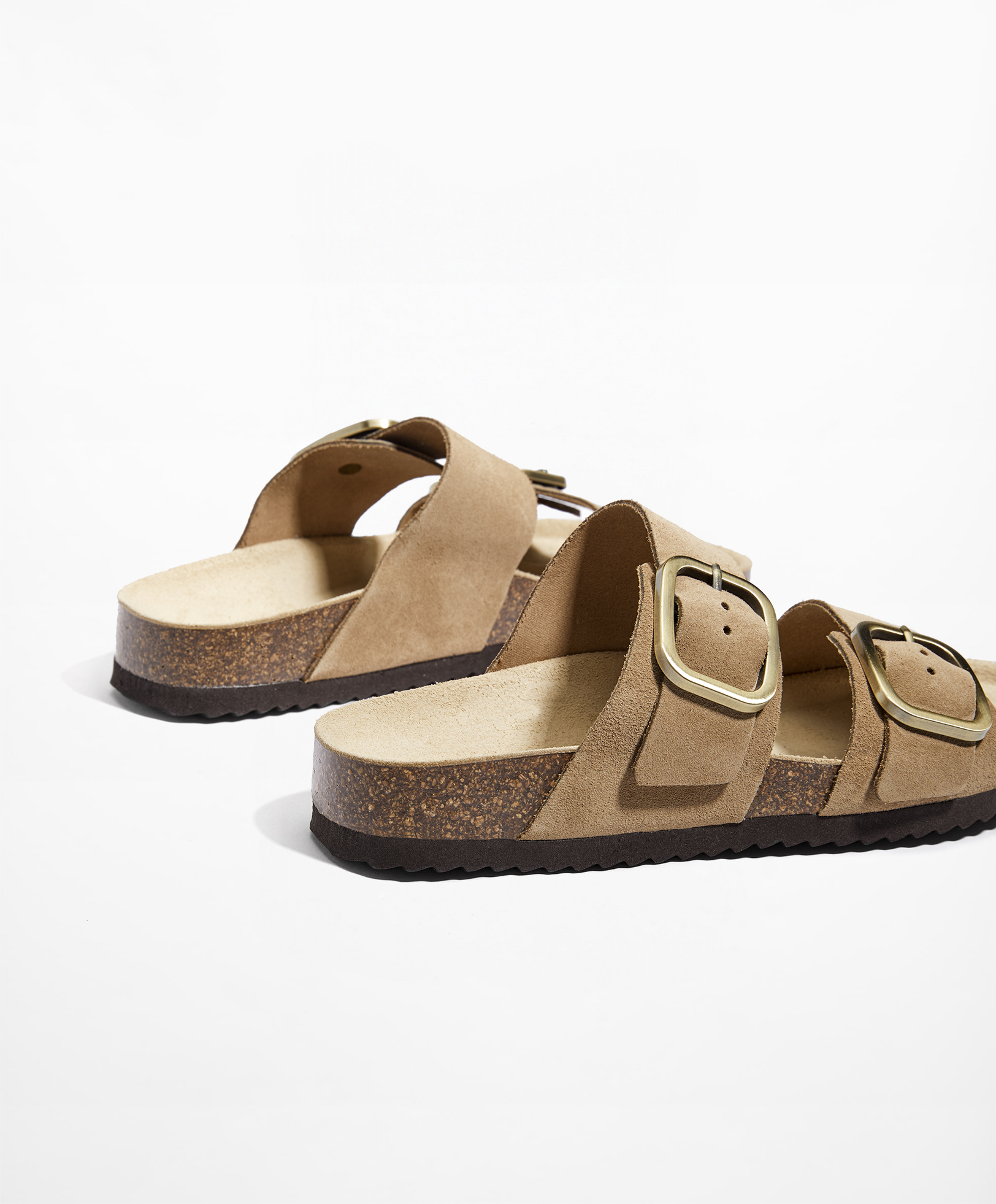 Buckle split-leather slides