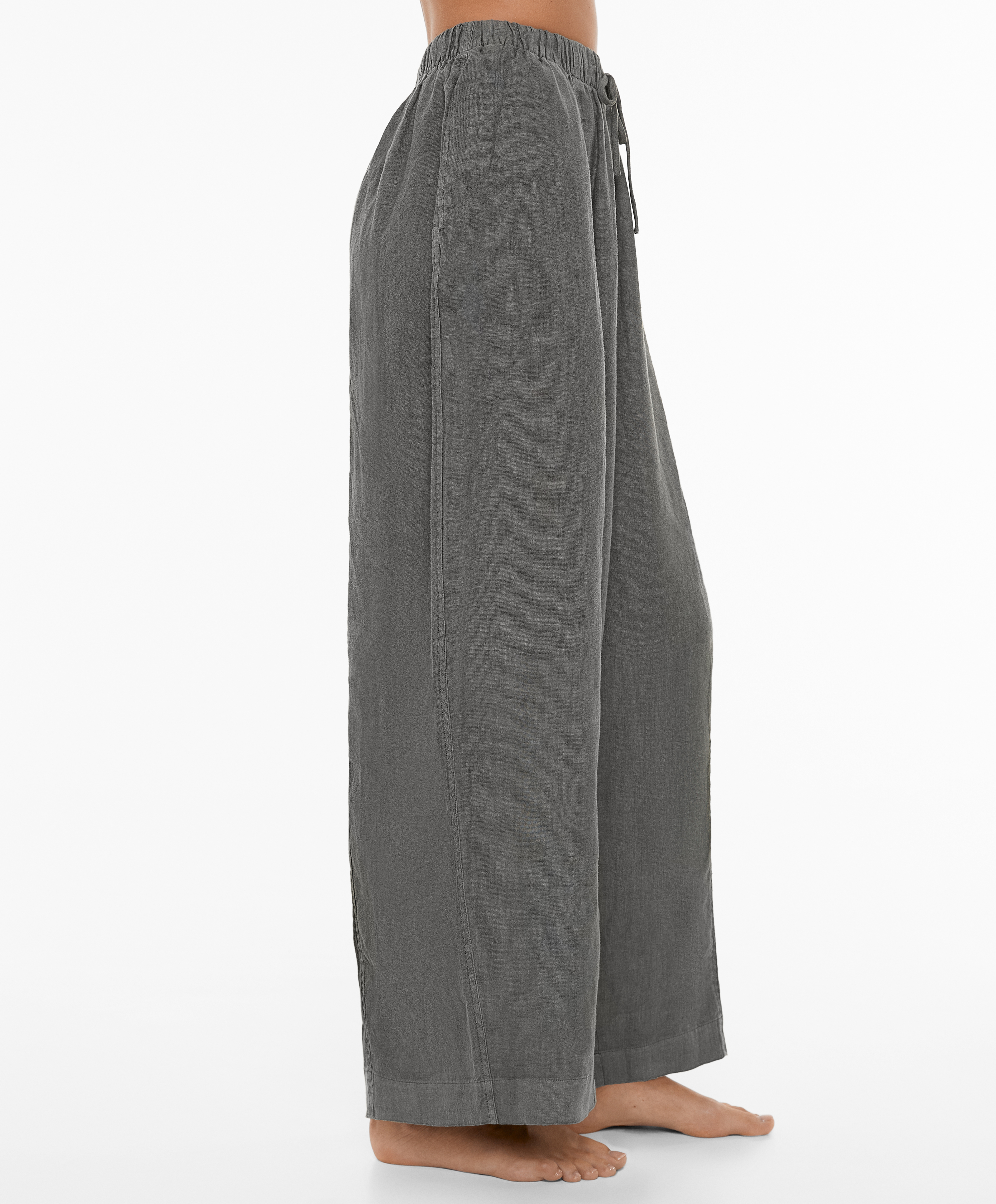 100% linen barrel trousers