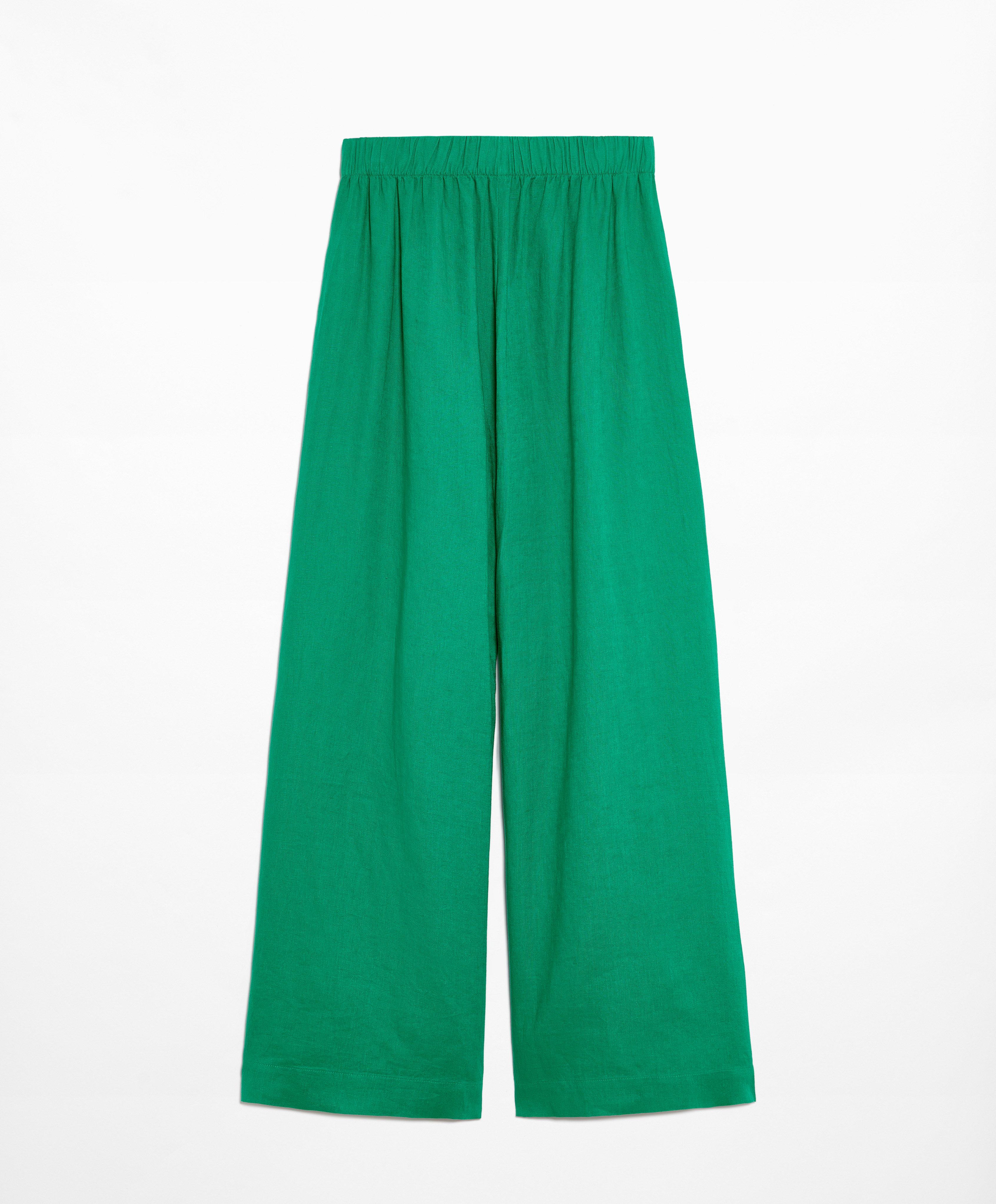 100% linen wide straight-leg trousers