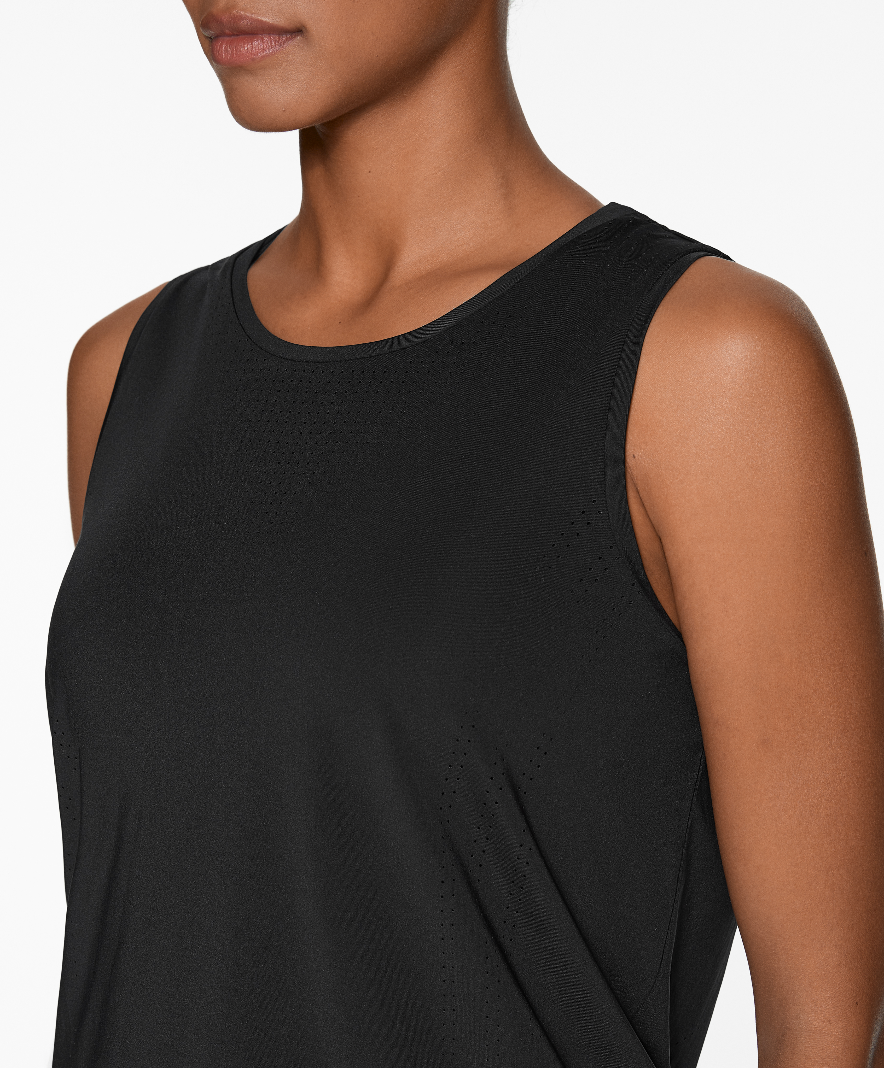 Sleeveless cropped technical T-shirt