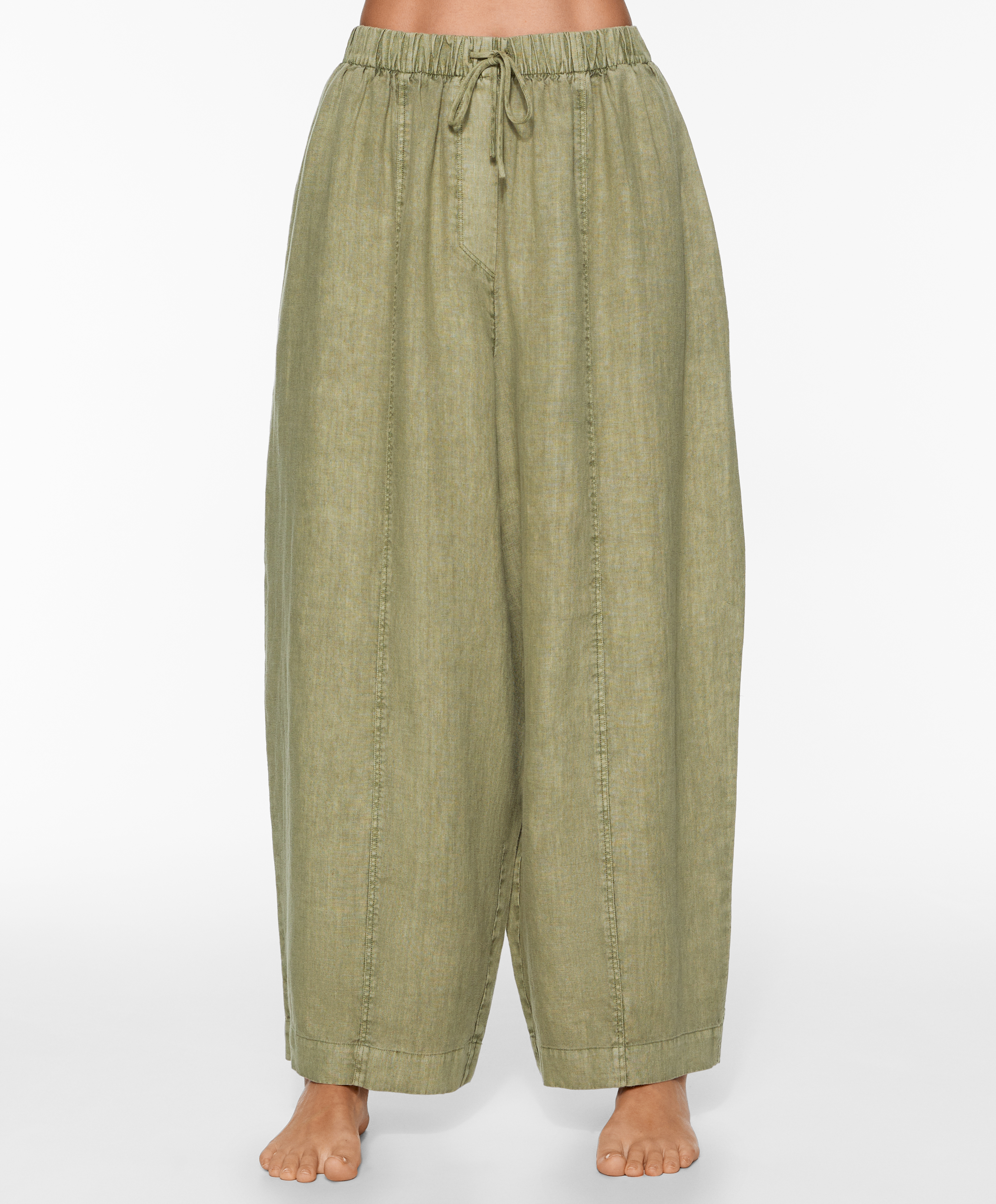 100% linen barrel trousers