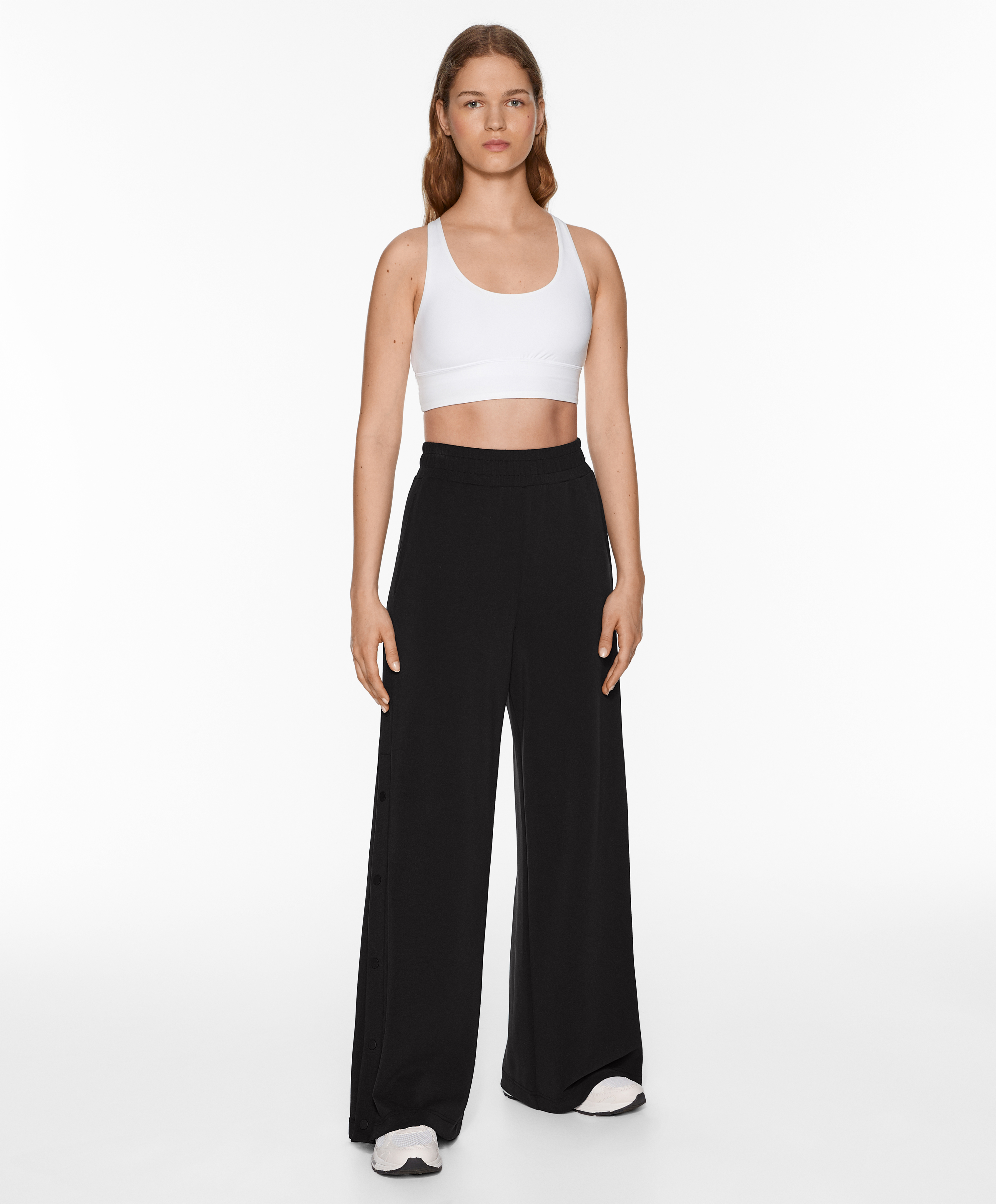 Soft-touch wide, straight-leg trousers with modal and buttons