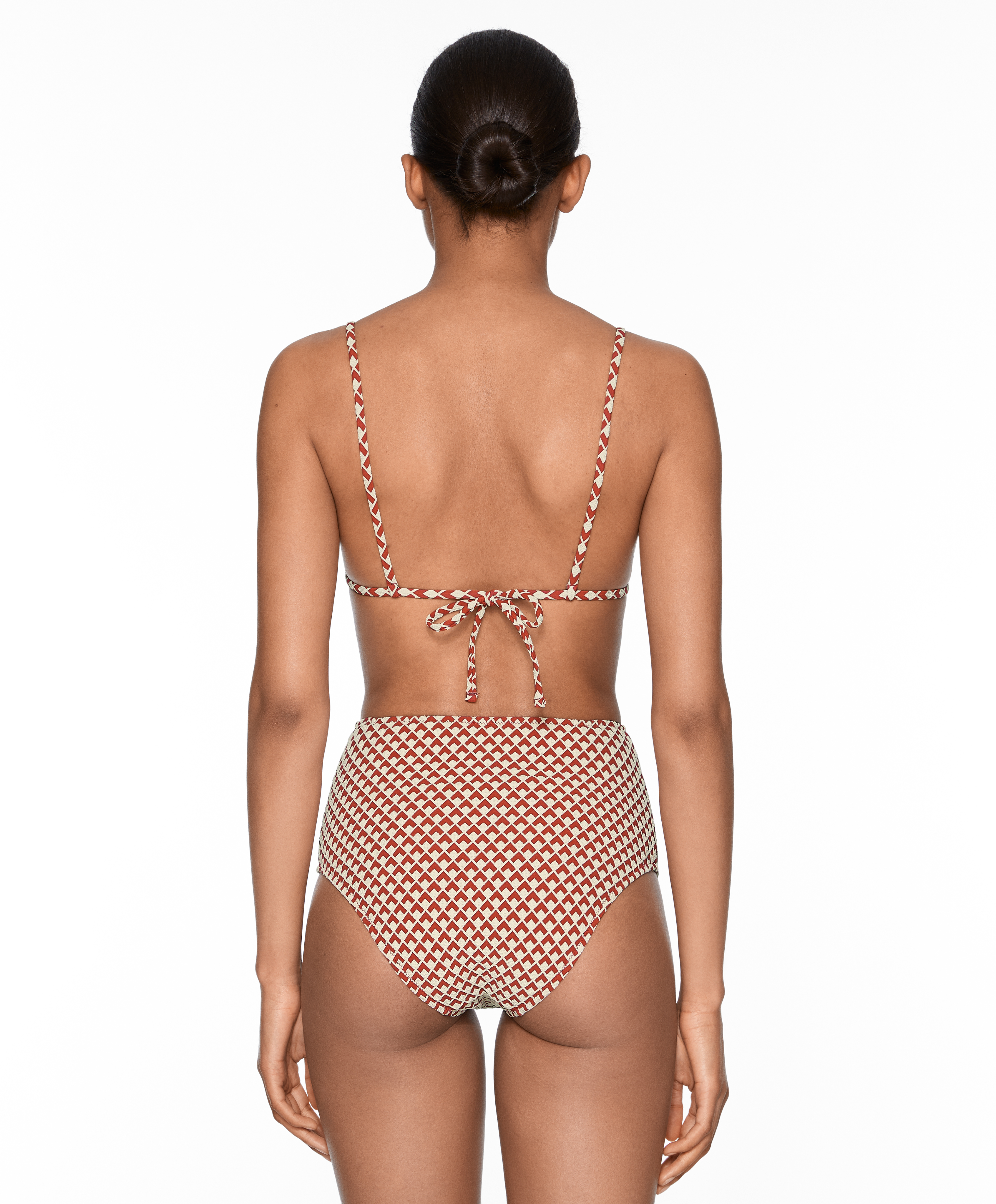 Geometric jacquard high-rise bikini briefs