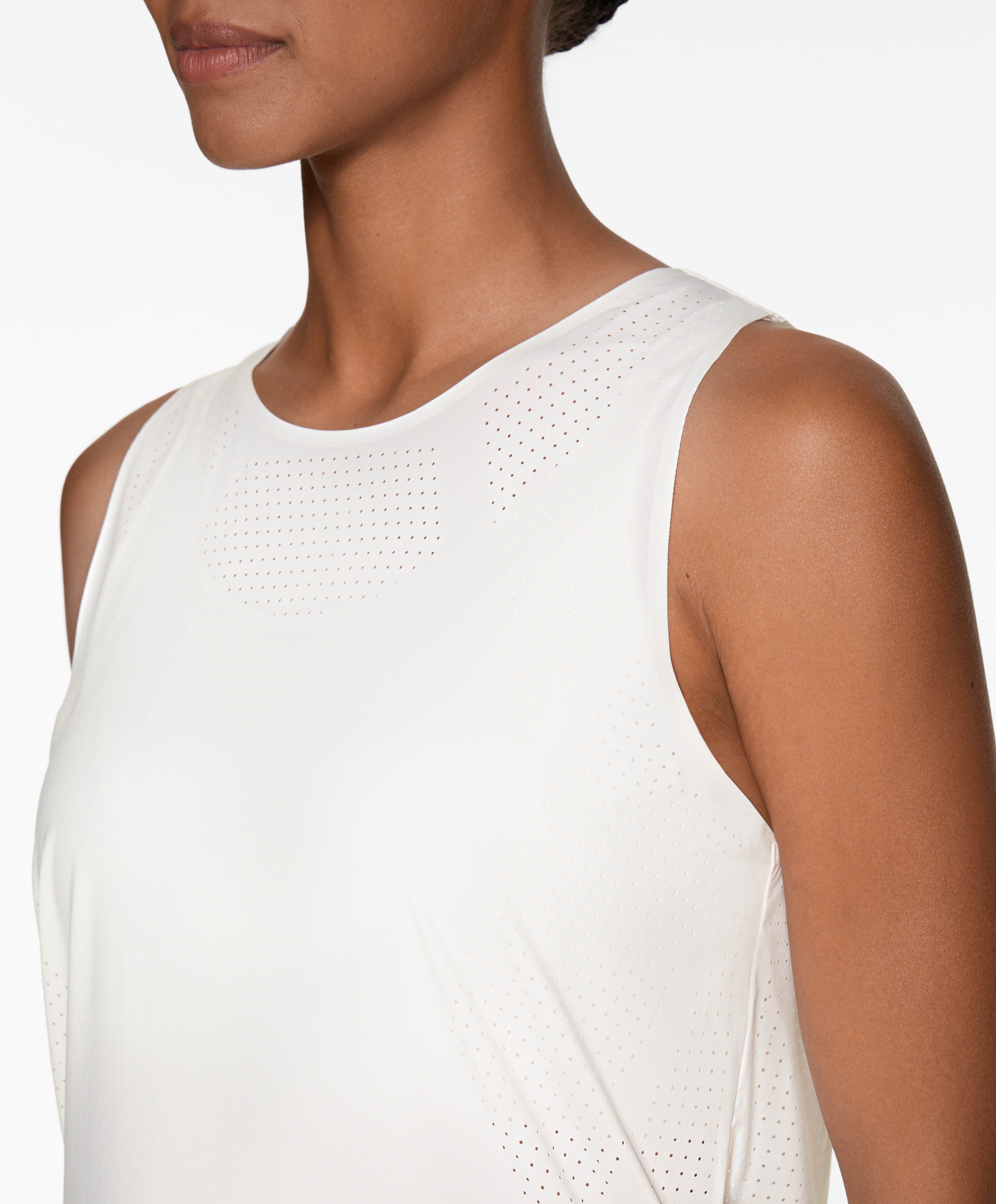 Microperforated technical sleeveless T-shirt