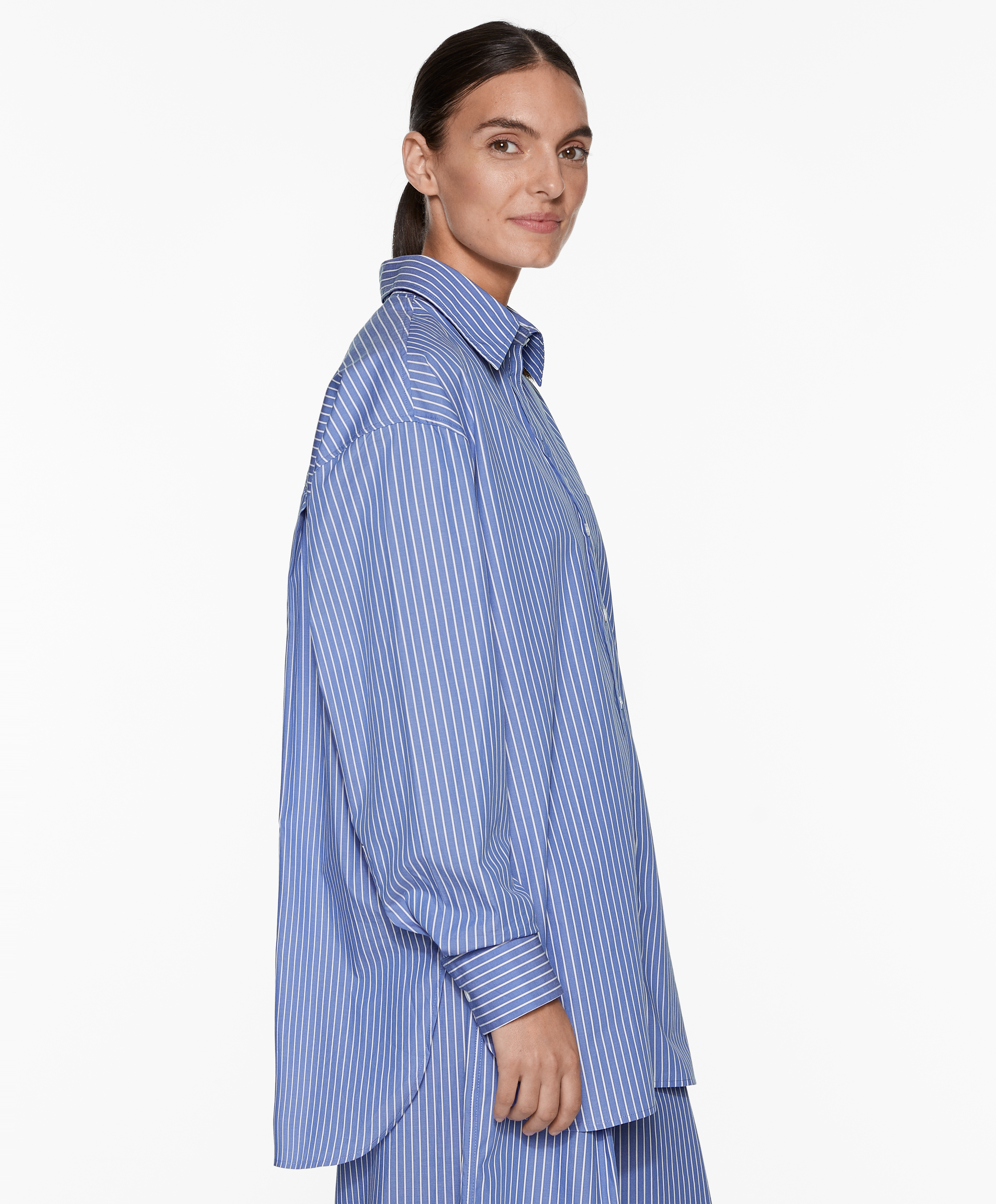 Striped 100% cotton long-sleeved shirt
