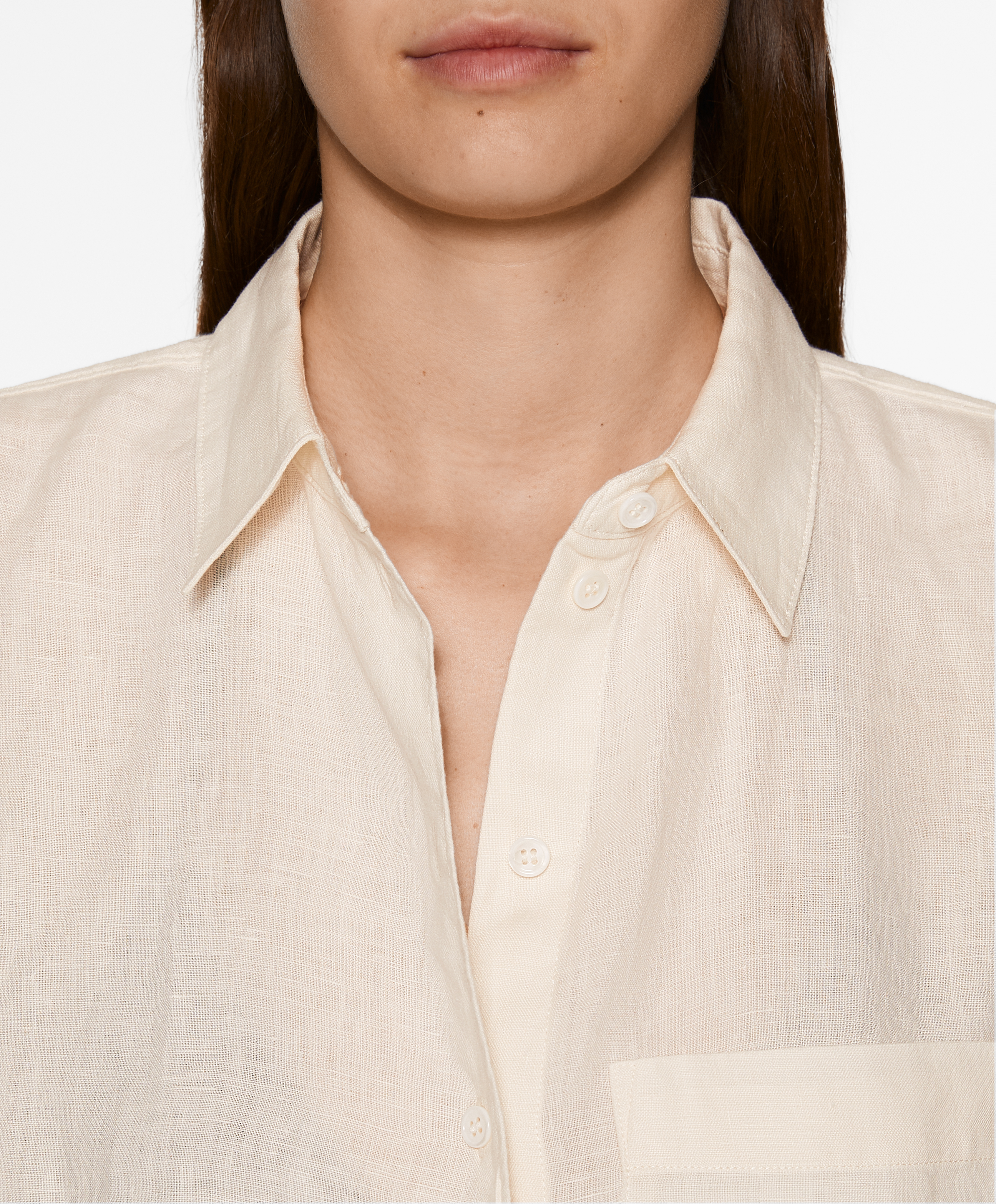 Oversize long-sleeved 100% linen shirt