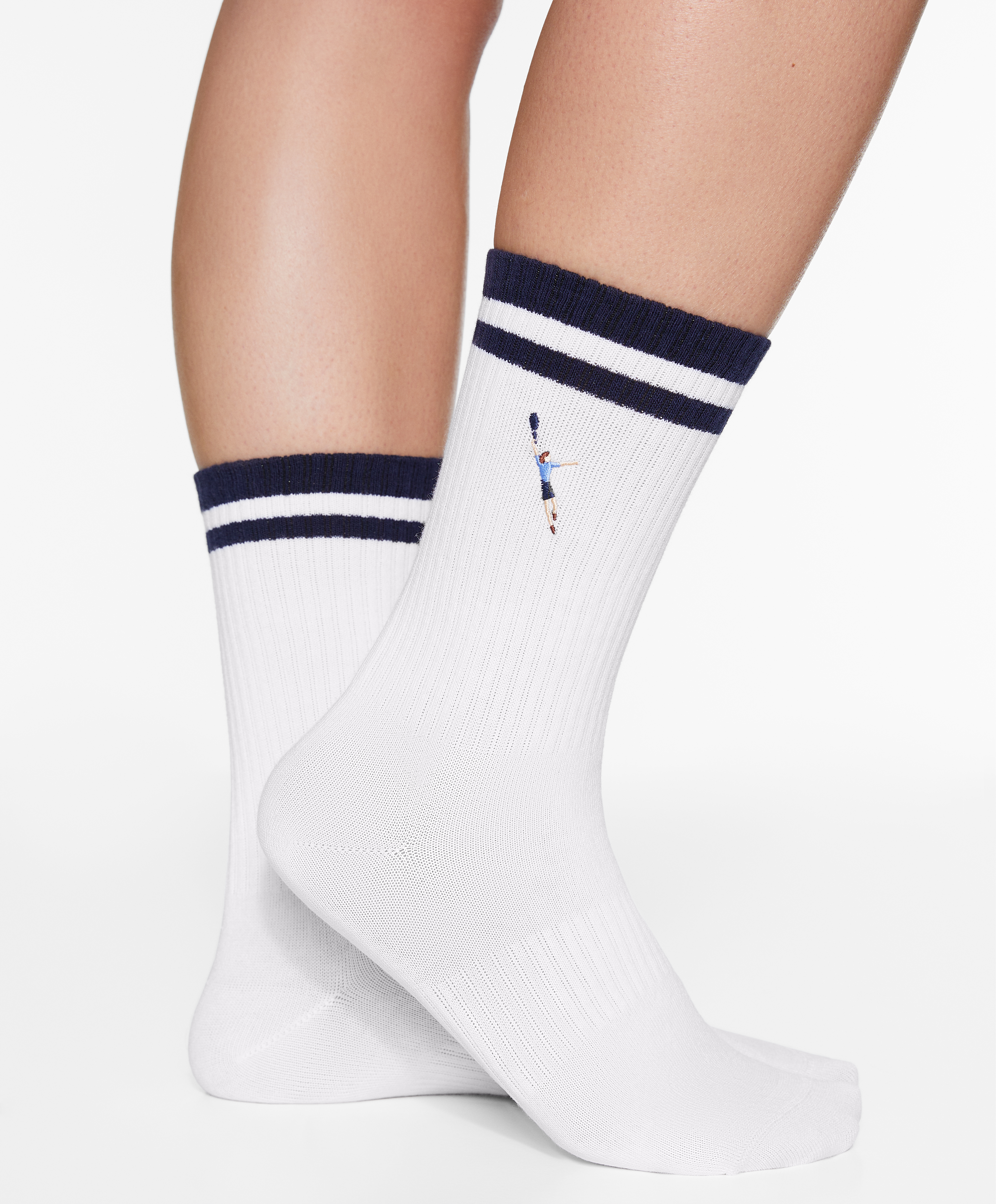 Stripe tennis player classic sports socks in a rib cotton blend