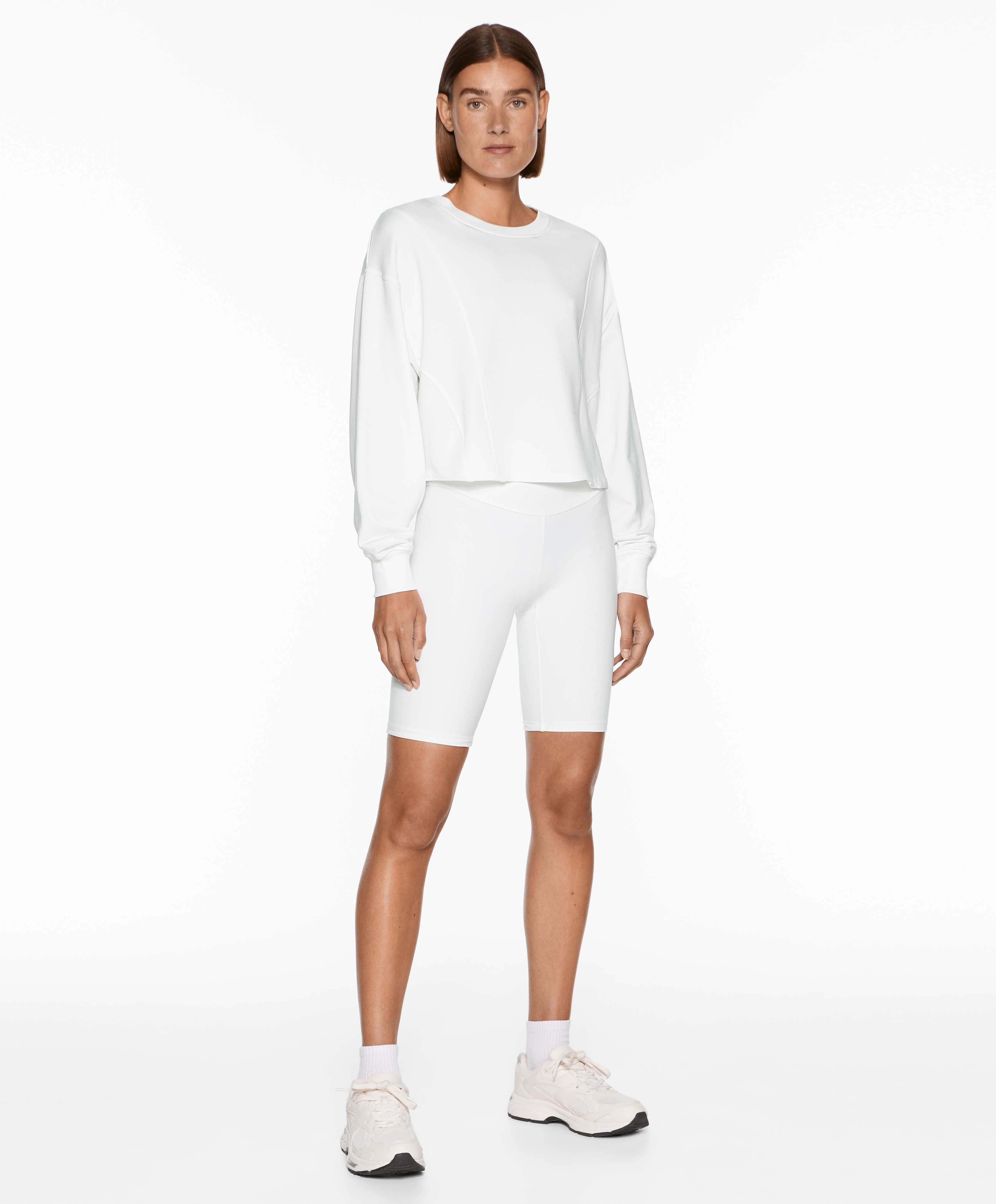 Crop sweatshirt with cotton and modal