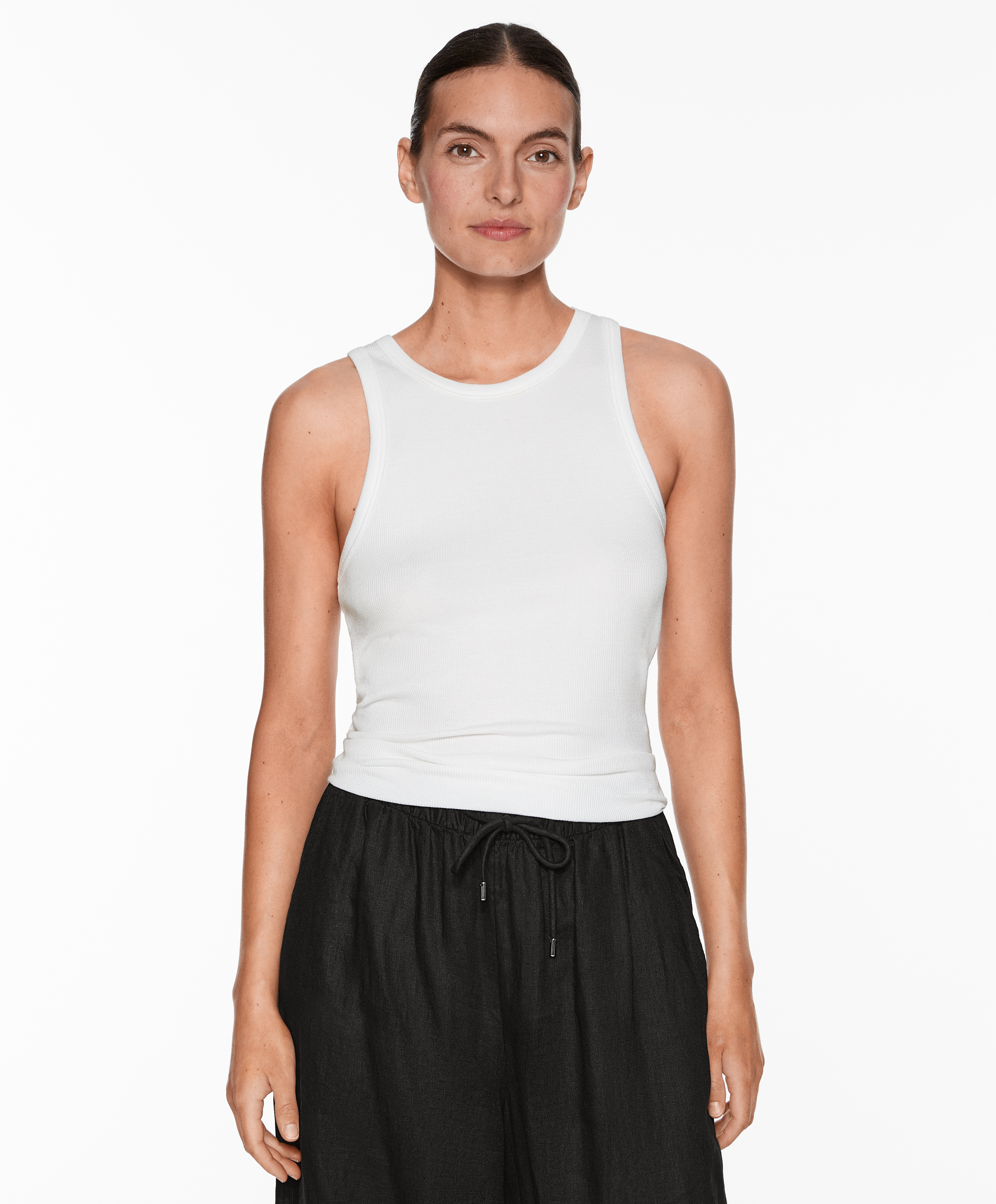 Rib vest top with cotton and modal