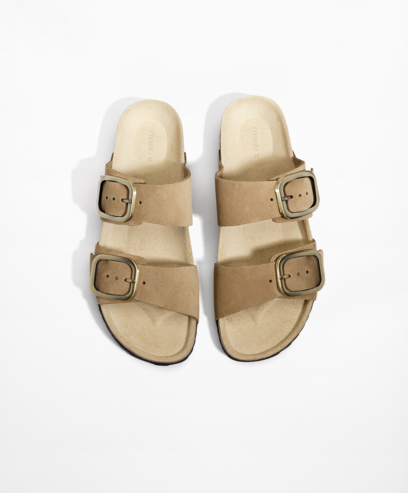 Buckle split-leather slides