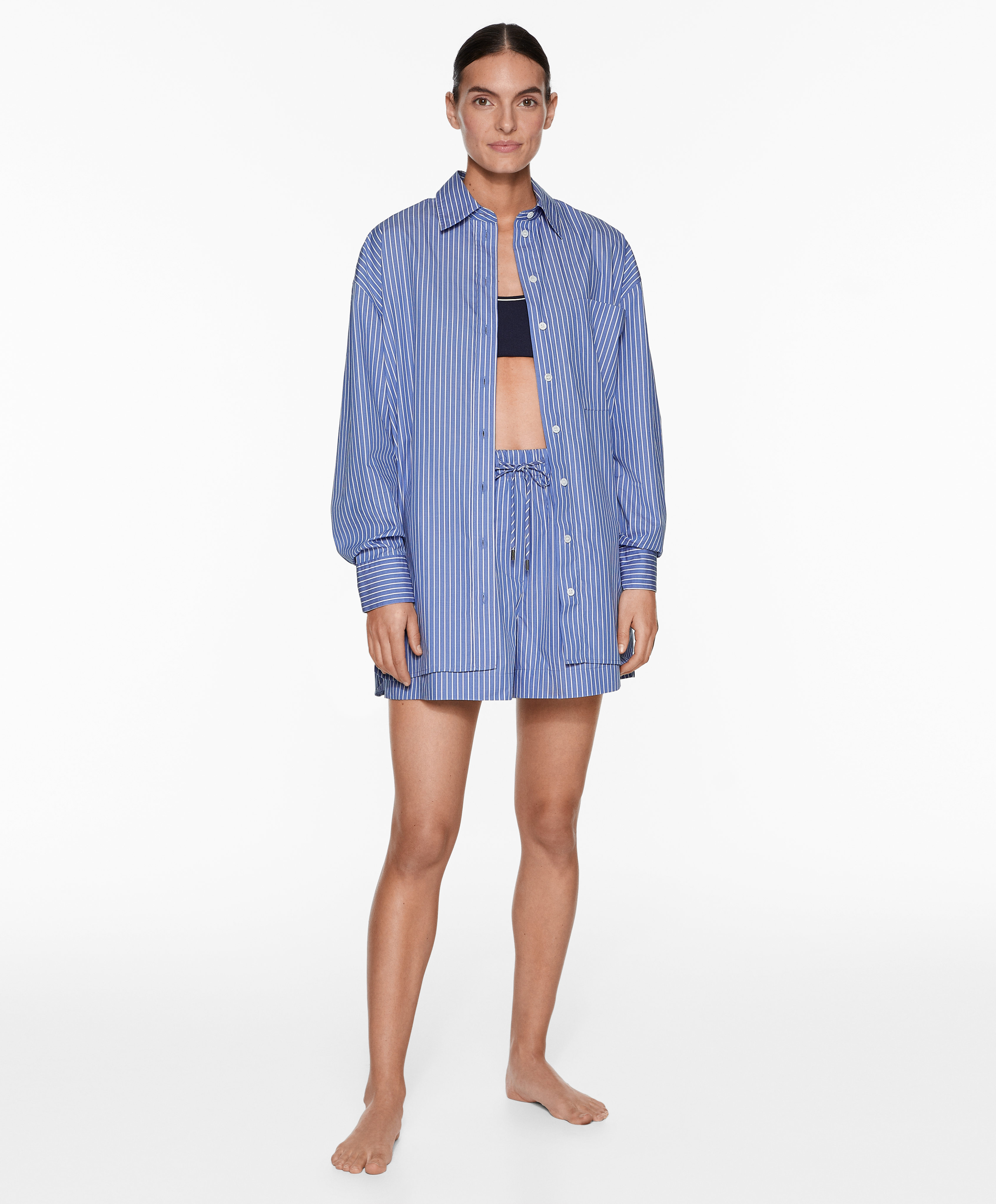 Striped 100% cotton shorts