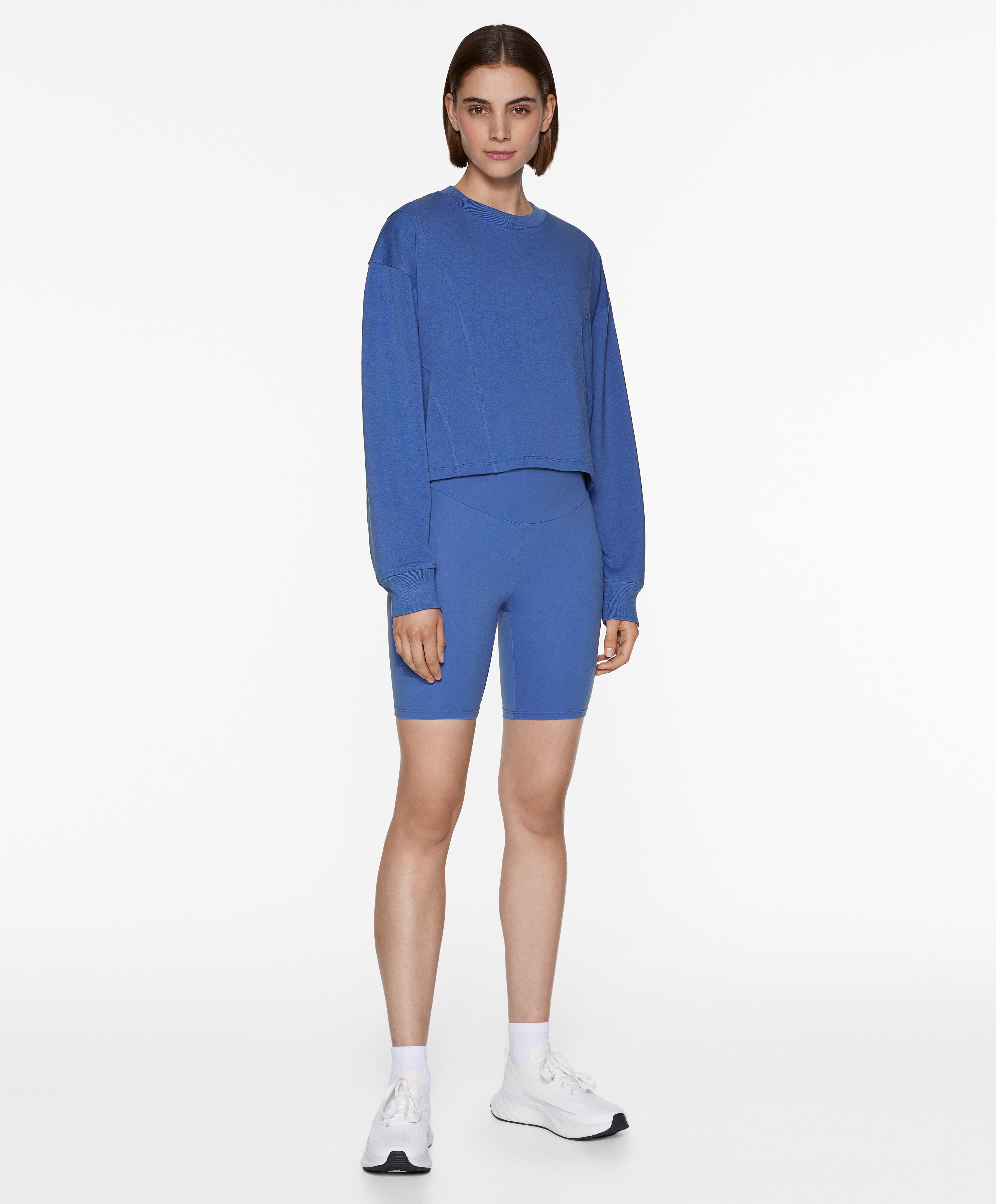 Crop sweatshirt with cotton and modal