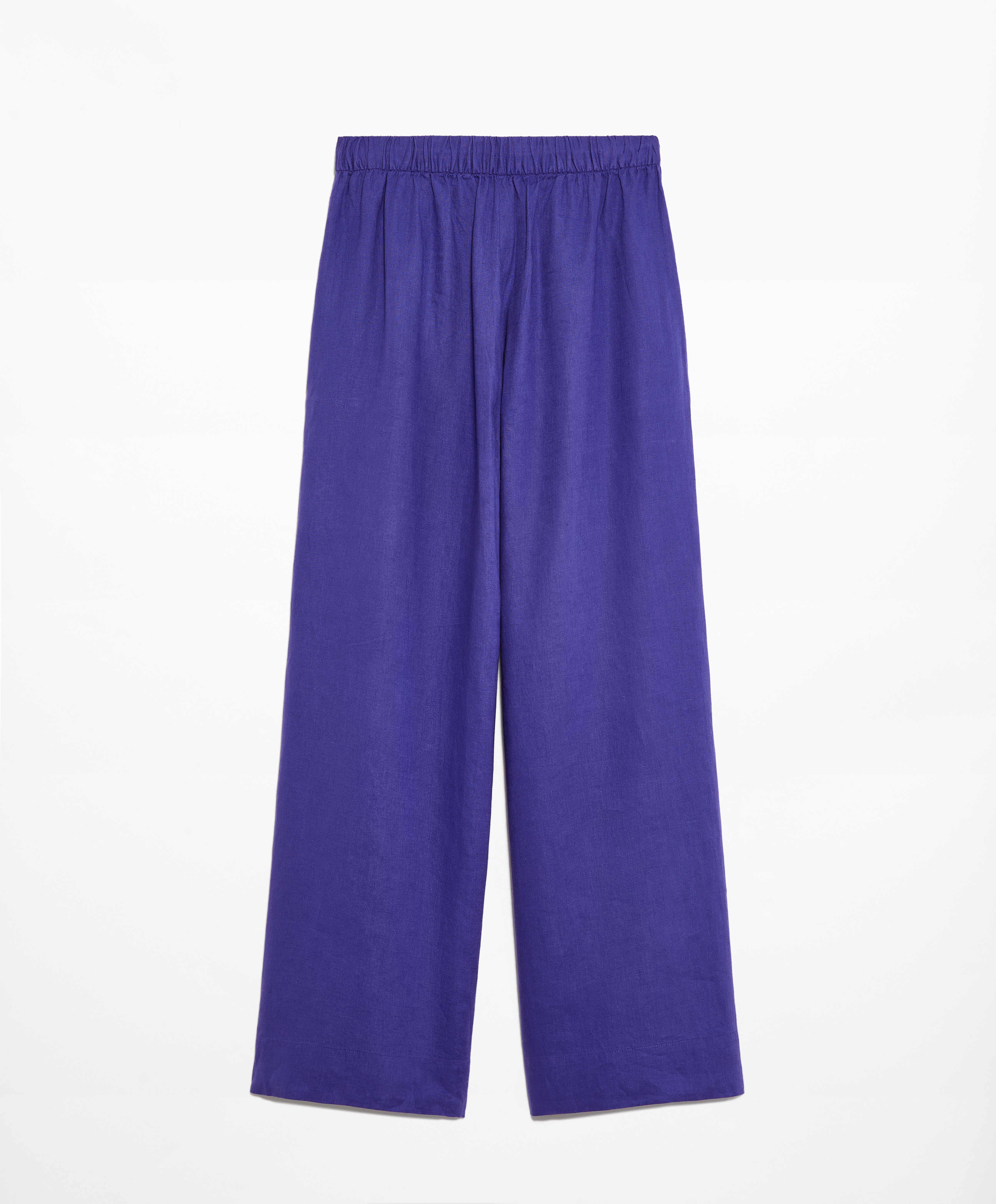 100% linen wide straight-leg trousers