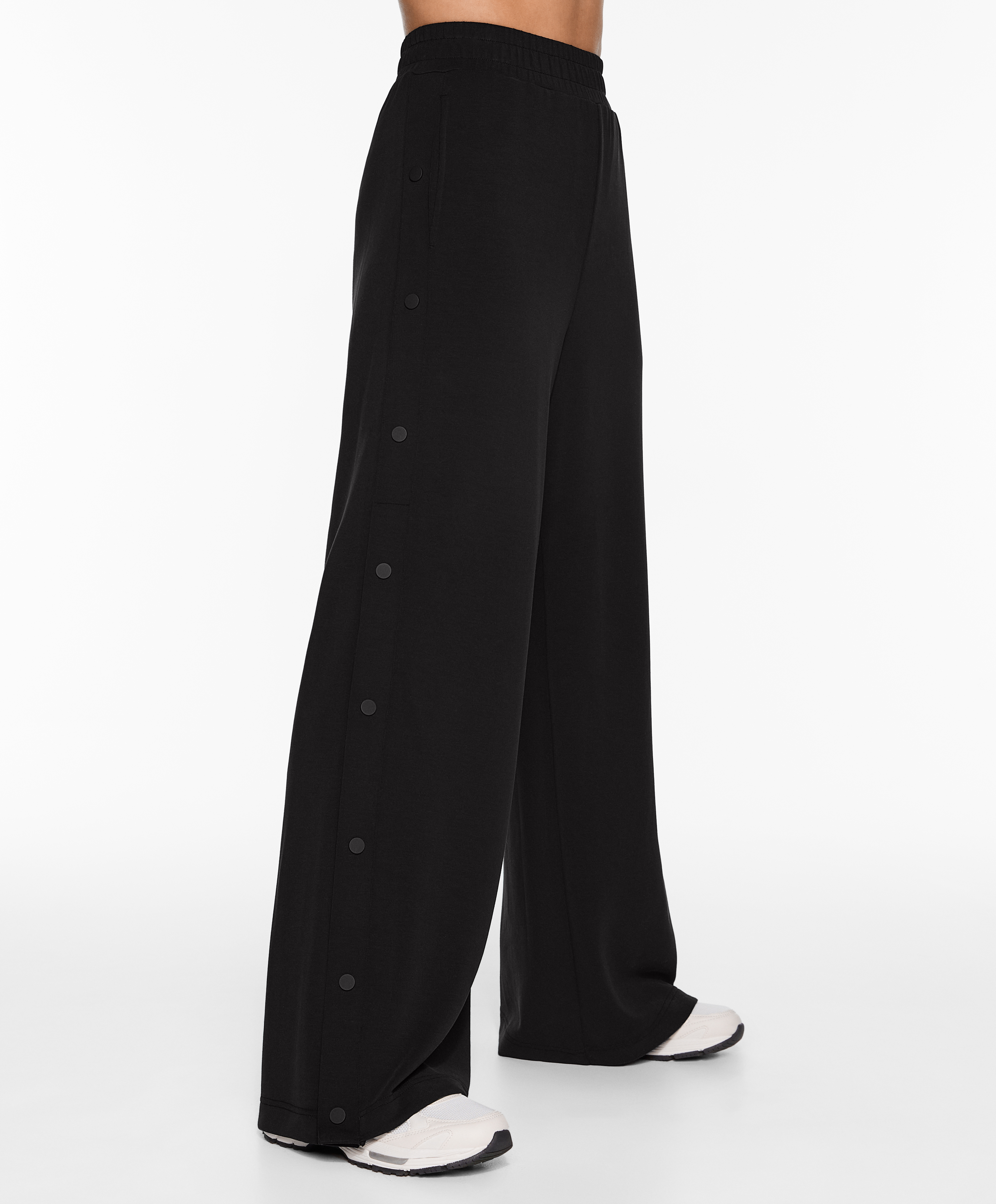 Soft-touch wide, straight-leg trousers with modal and buttons