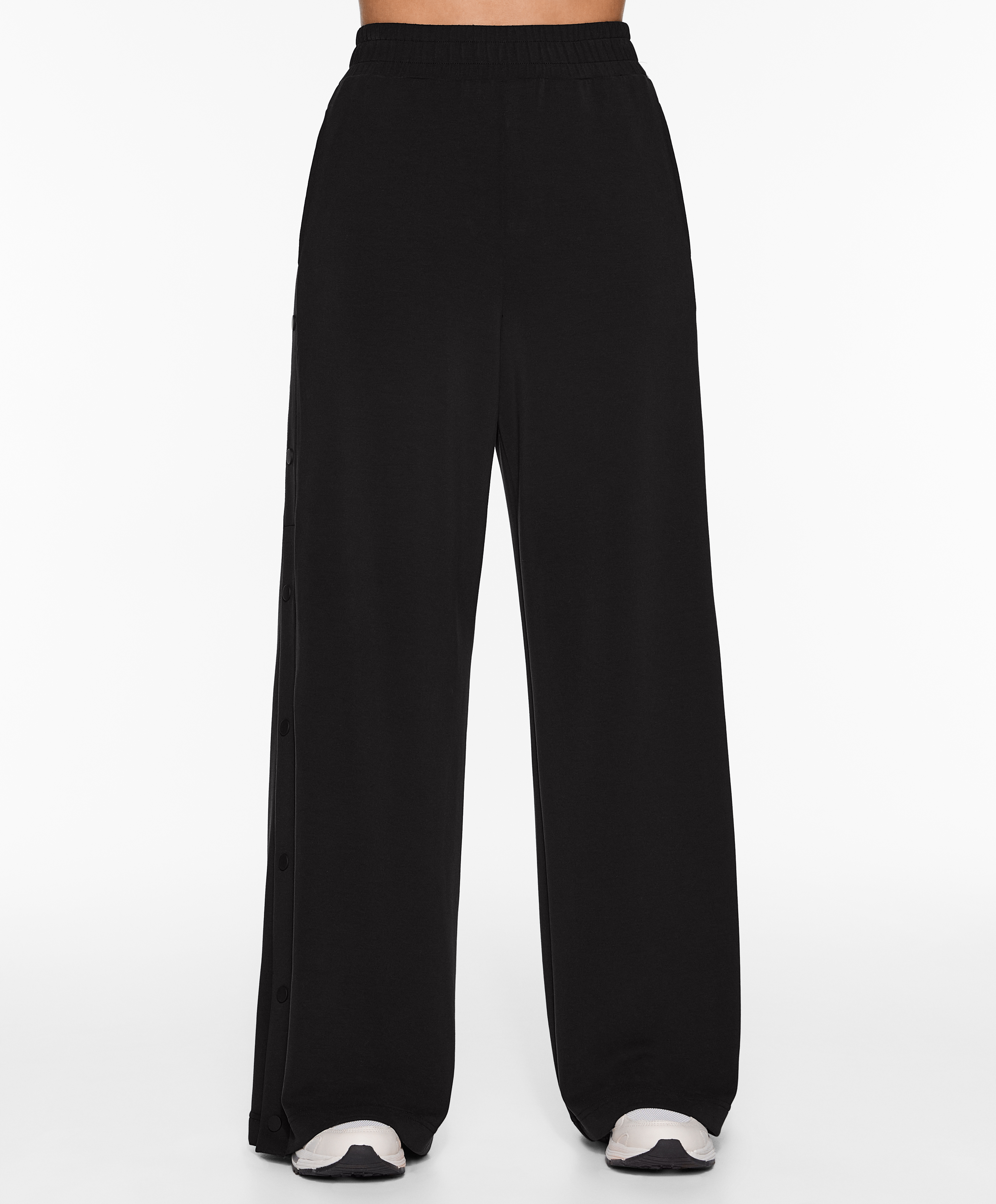 Soft-touch wide, straight-leg trousers with modal and buttons