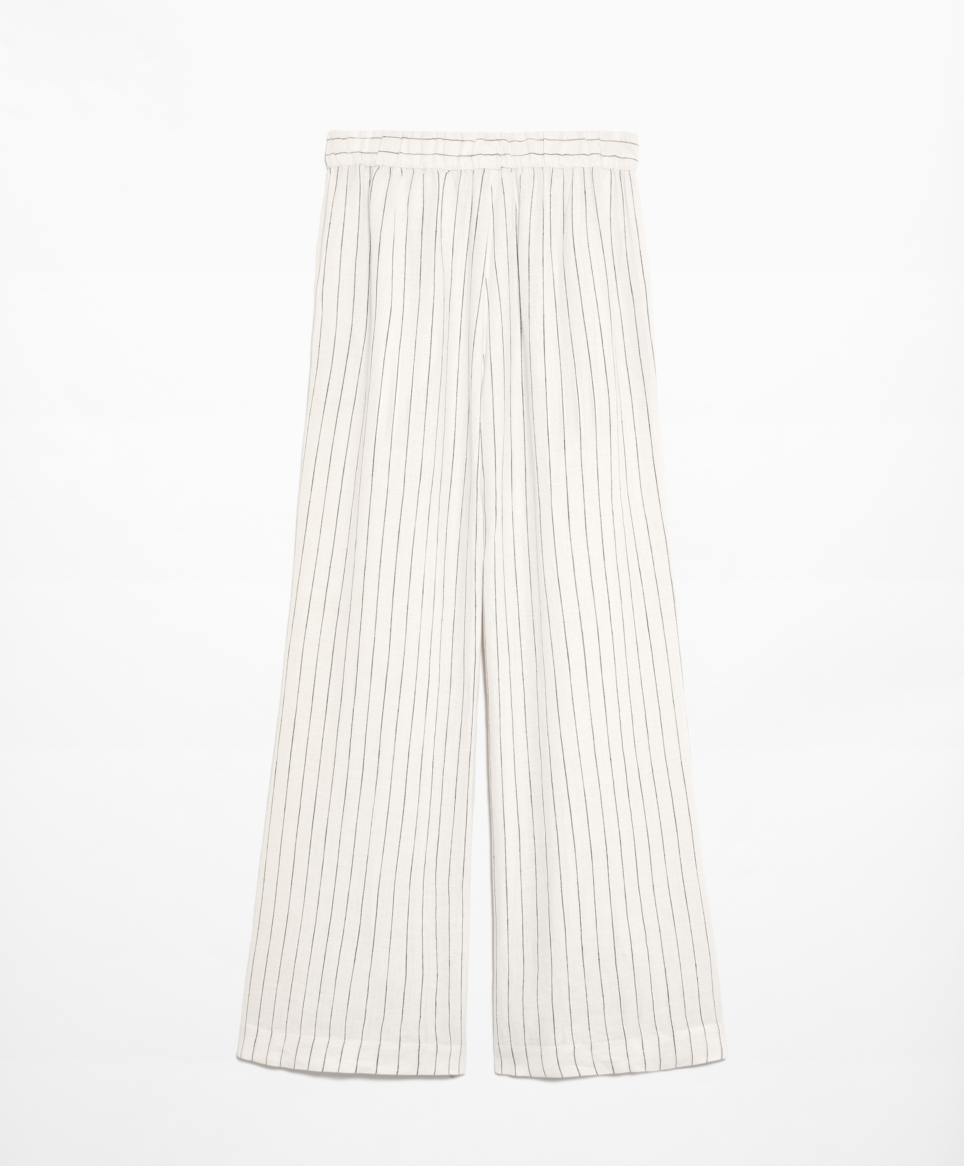 100% linen wide straight-leg trousers