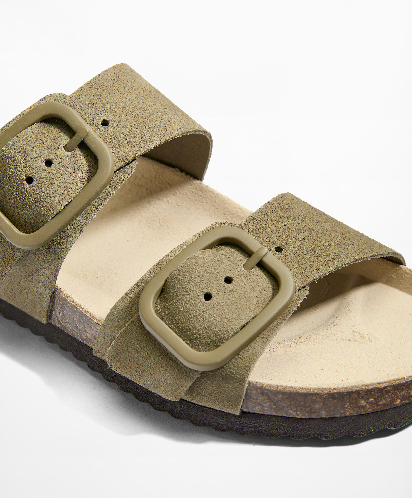 Buckle split-leather slides