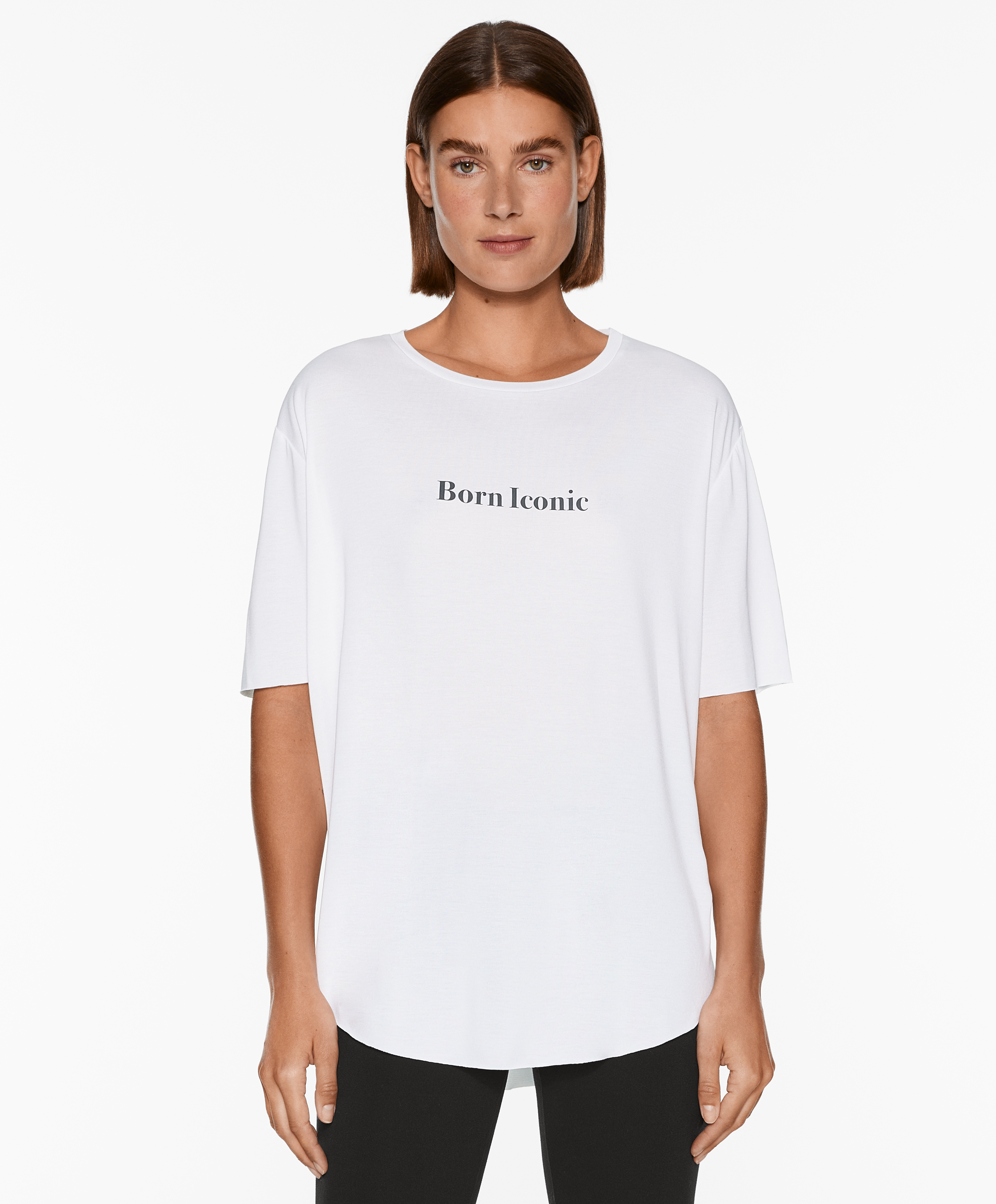 Modal blend short-sleeved slogan T-shirt